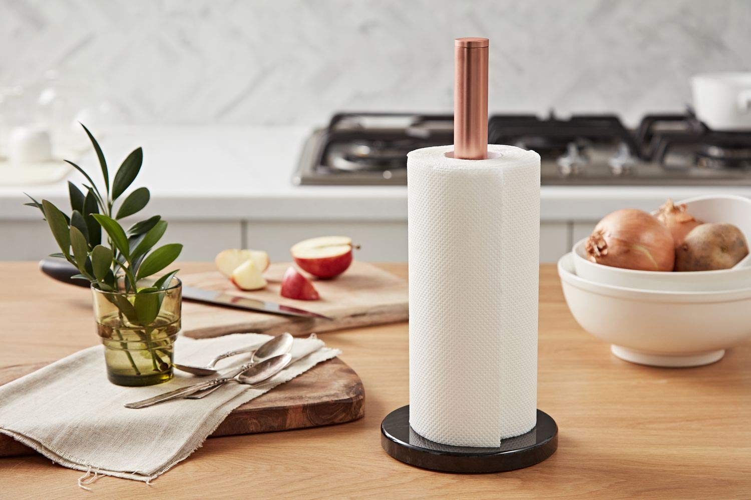 Premium JEmarble Paper Towel Holder - Elegant Copper Plated Standing Design, 5.5