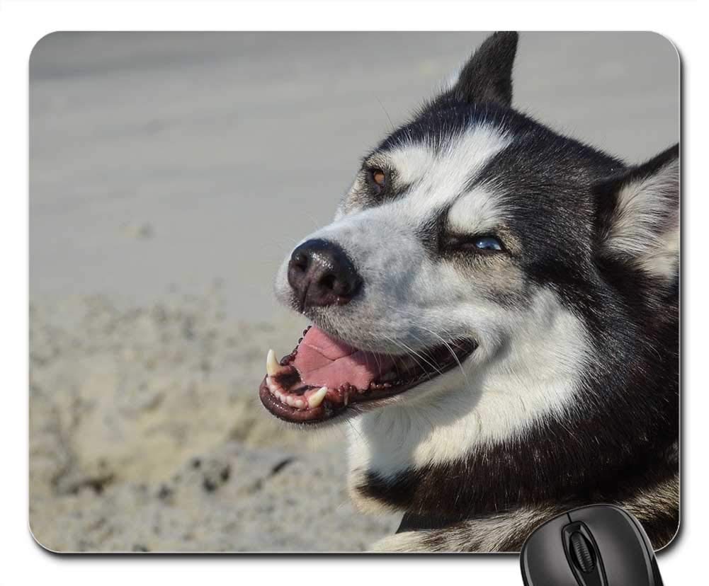 Premium Gaming Mouse Pad with Non-Slip Rubber Base - Smile Demonic Husky Siberian Design for PC & Laptop Gamers - Perfect for Esports, Office Work & Home Use