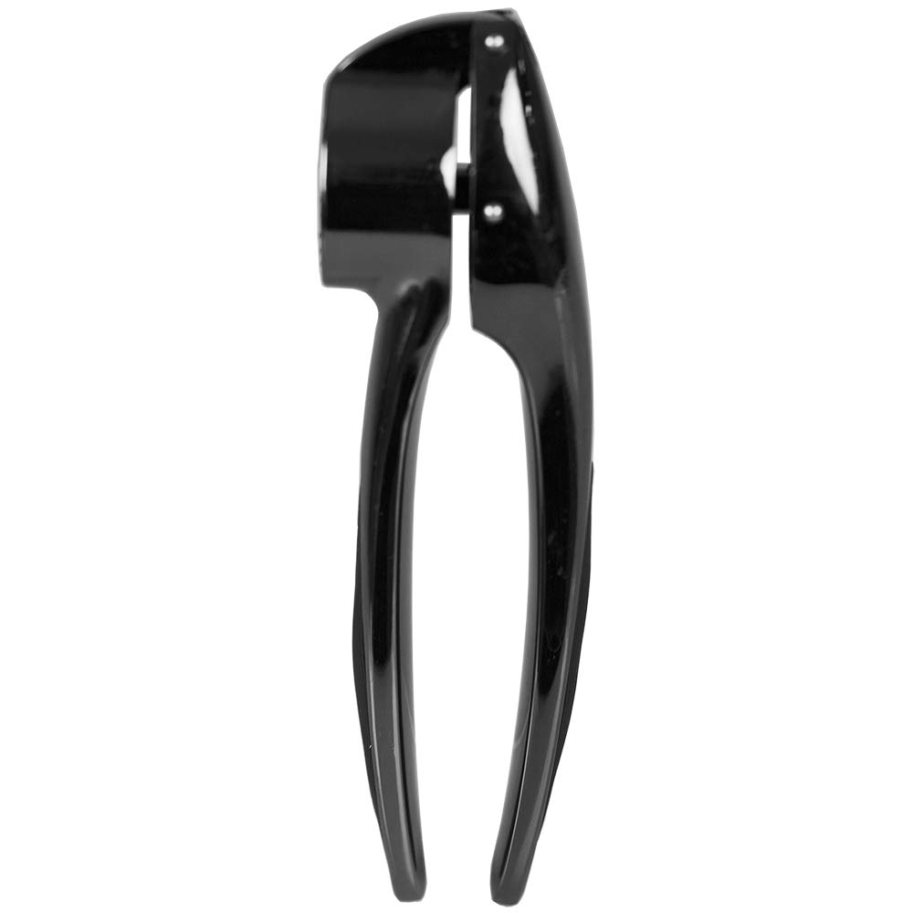 Premium Zinc Garlic Press - Smooth Grip, Easy to Use & Clean - Black Onyx Kitchen Tool (6.22
