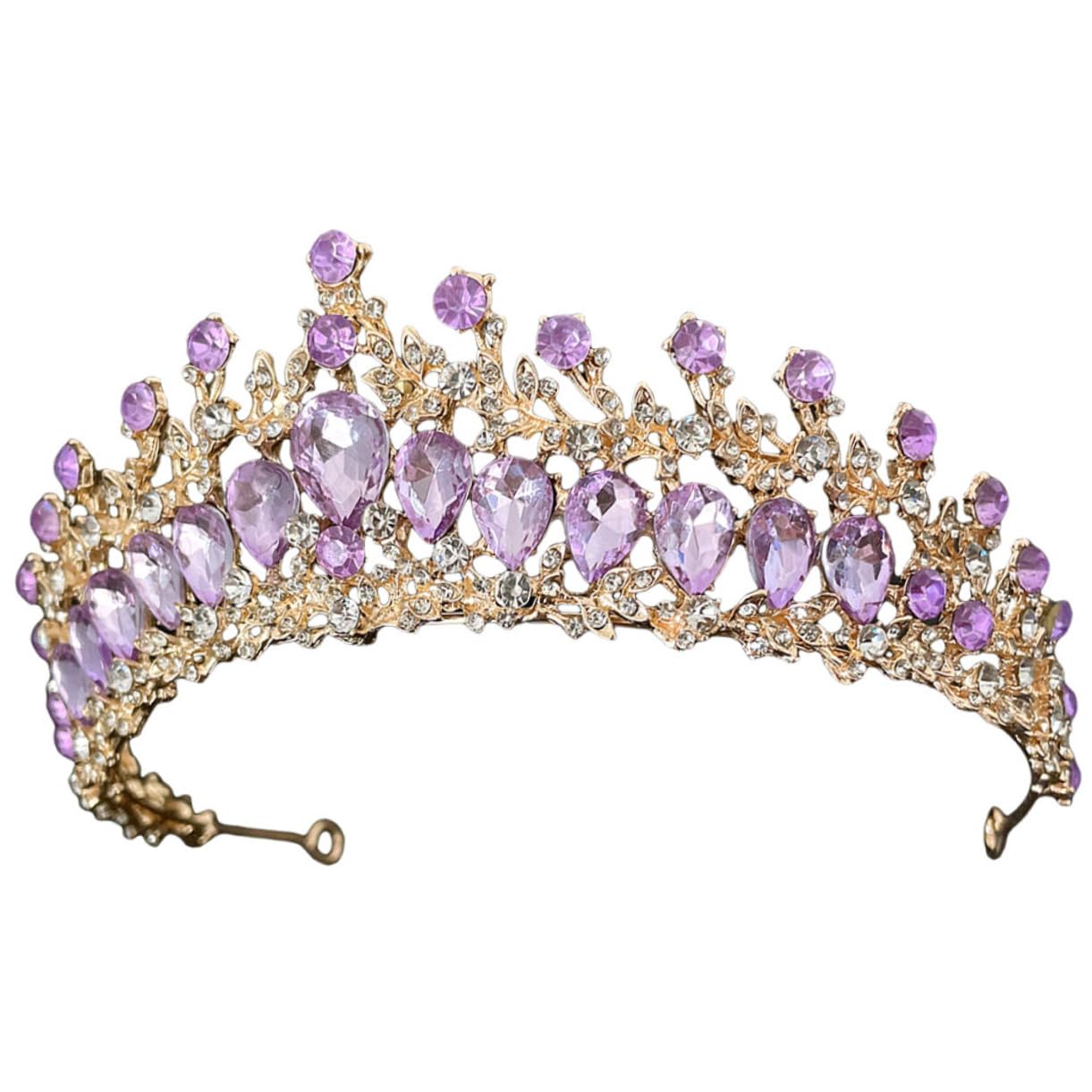Elegant Purple Rhinestone Tiara Crown for Women - Wedding Bride Headpiece with Crystal Decor, Zinc Alloy European Hair Accessories | Perfect for Bridal Showers, Prom, Pageants & Special Occasions