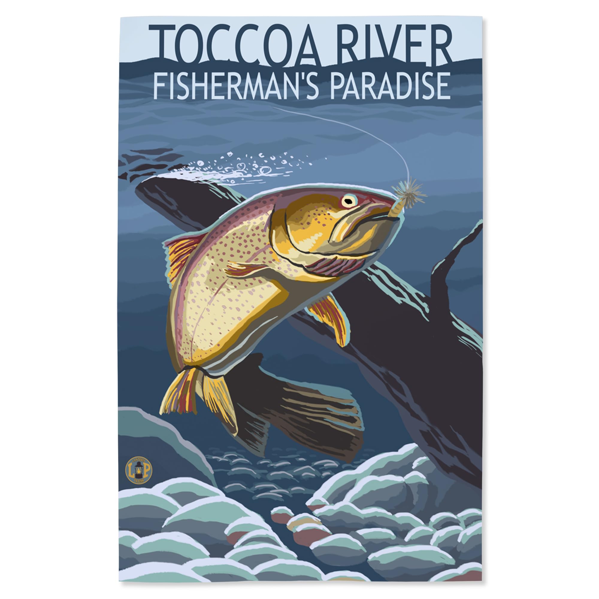 Lantern Press 16x24 Inch Giclee Print - Toccoa River Trout Underwater Artwork | Premium Wall Decor for Living Room, Bedroom & Office