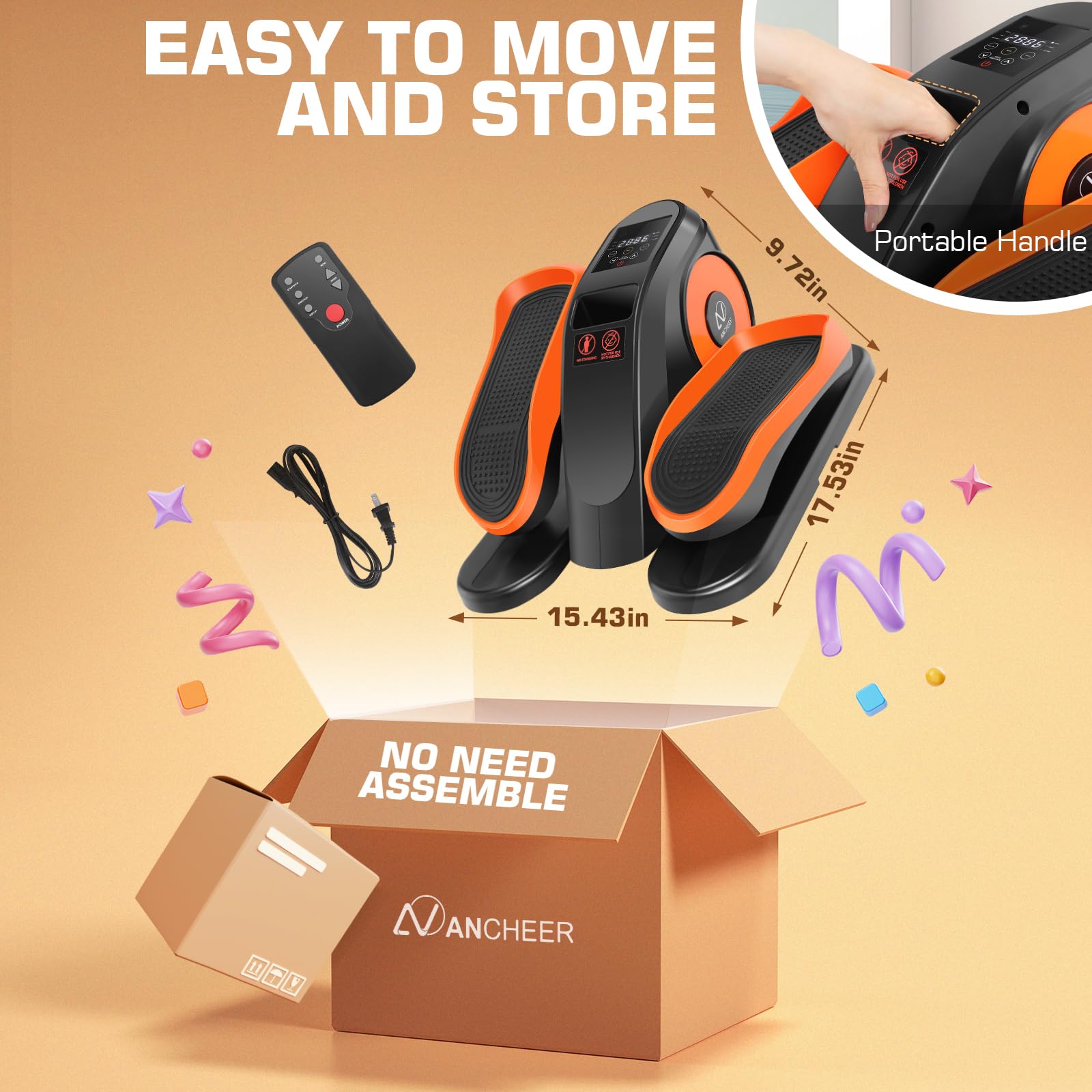 ANCHEER Under Desk Elliptical Machine - Quiet Electric Pedal Exerciser with Remote Control, 12 Adjustable Speed Levels for Seniors & Office Workers - Perfect for Home Office, Physical Therapy & Low-Impact Workouts