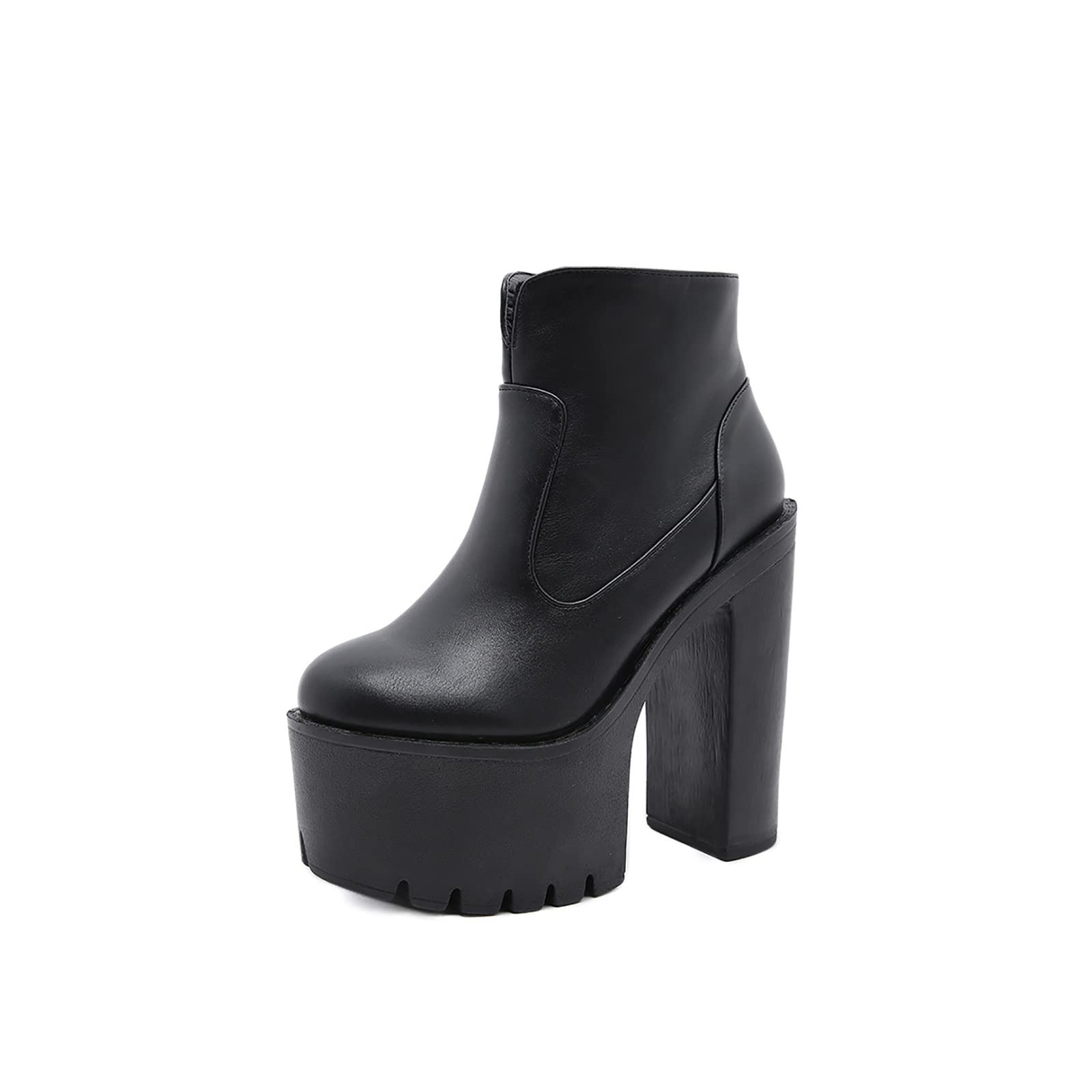 QAZX Women's Gothic Punk Platform Boots - Lace Up Ankle Boots, Knight Martin Style, Chunky Heel (Black, Size 38) | Perfect for Halloween, Cosplay & Alternative Fashion Outfits