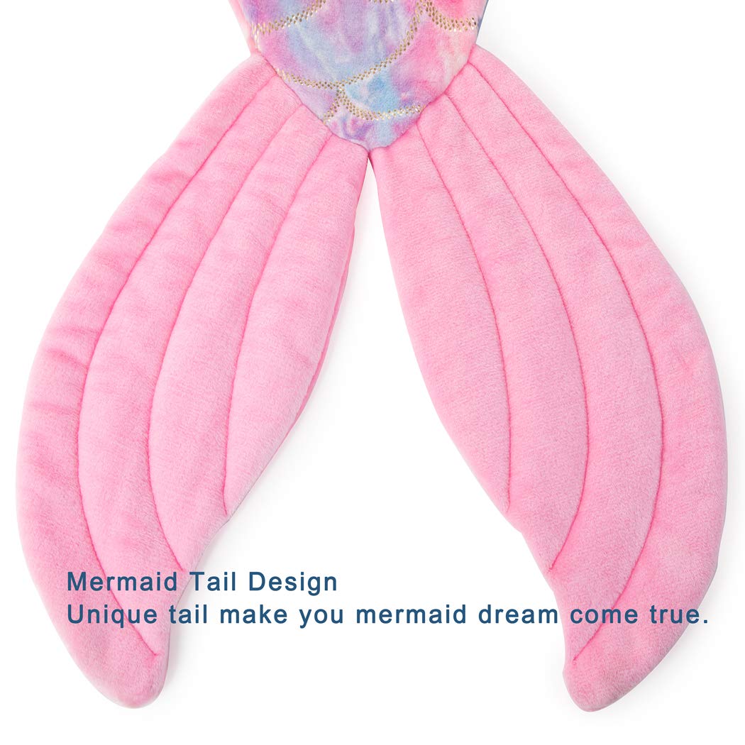 COSUSKET Mermaid Tail Blanket for Girls - Soft Rainbow Plush Microfiber Sleeping Bag with Fish Scale Design | All-Season Cozy Snuggle Blanket for Kids, Teens & Adults | Perfect for Bedtime, Lounging & Photo Shoots