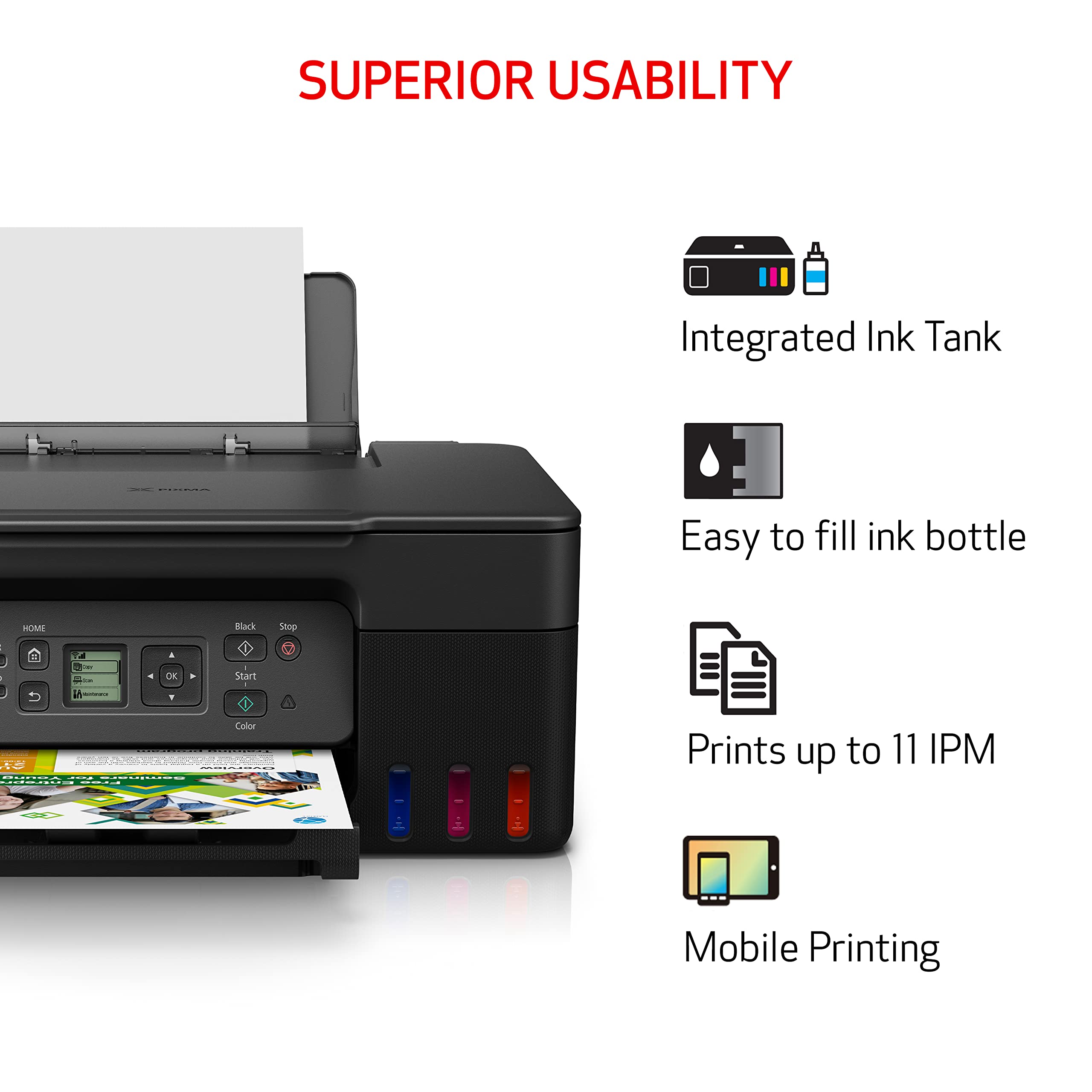 Canon MegaTank All-in-One Wireless Inkjet Printer for Home Office | Print, Scan, Copy | High-Yield Ink Tank System | Perfect for Remote Work, School Projects & Home Business Documents
