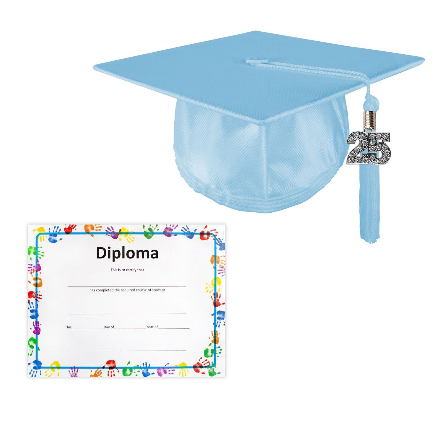 Kindergarten & Preschool Graduation Cap Set - Shiny Unisex Cap, Bling Tassel & Diploma Certificate for Boys & Girls | Perfect for Preschool Ceremonies, Photo Shoots & First Graduation Celebrations