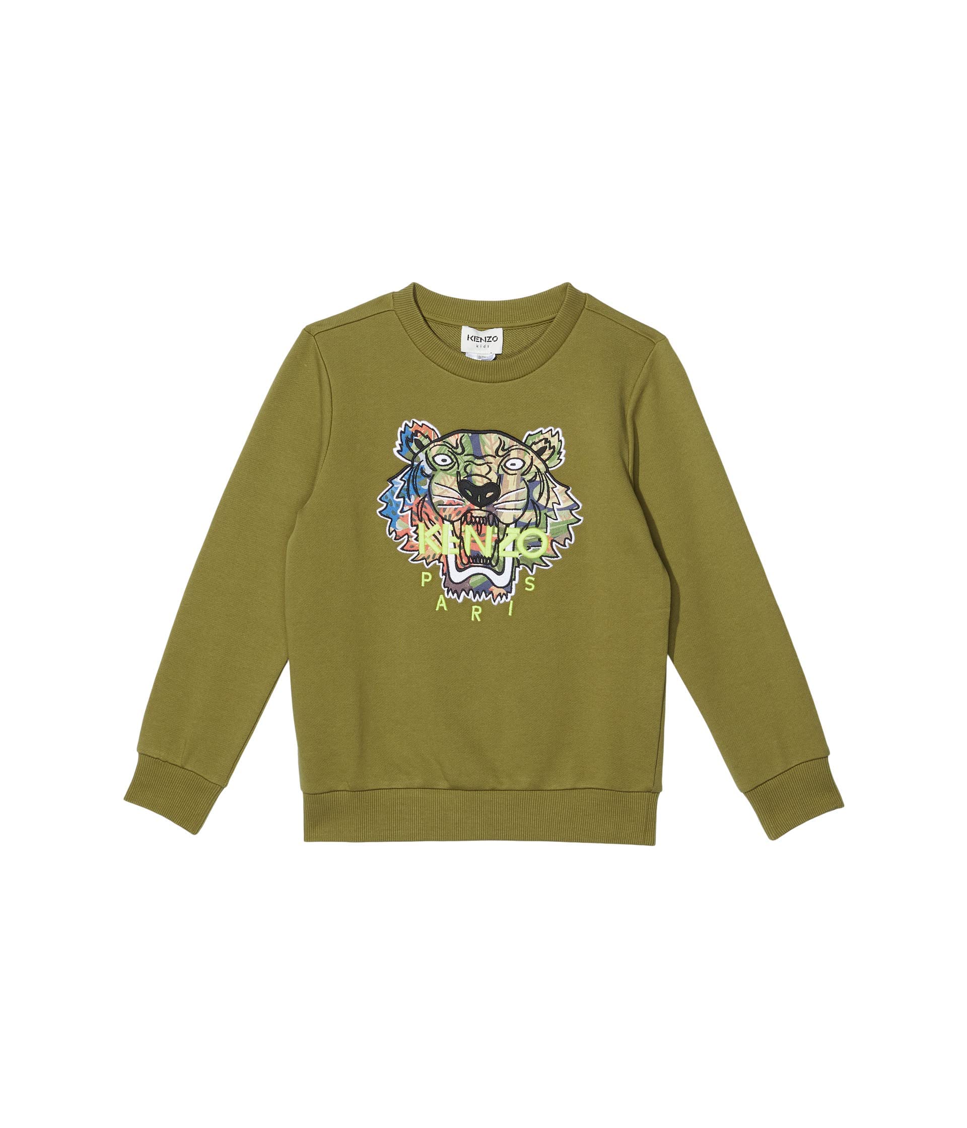 Kenzo Boys Tiger Embroidered Hoodie - Green Graphic Pullover Sweatshirt for Kids (Size 10 Big Kid) | Casual Wear, School Outfits & Playdates