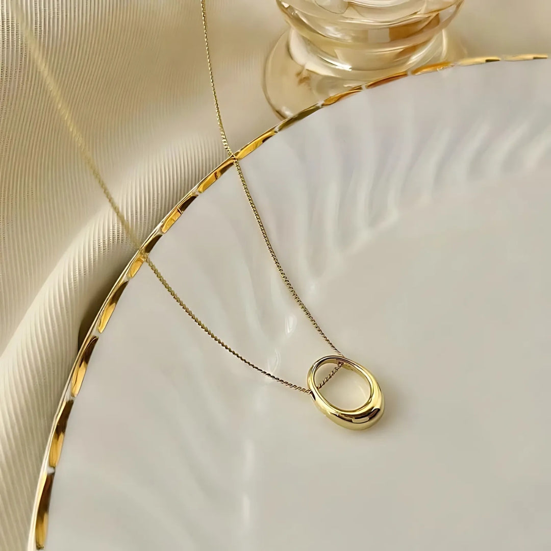 Simple Geometry Open Circle Pendant Necklace - Minimalist Gold/Silver Jewelry for Women | HN1130 | Perfect for Everyday Wear, Date Nights & Gifting