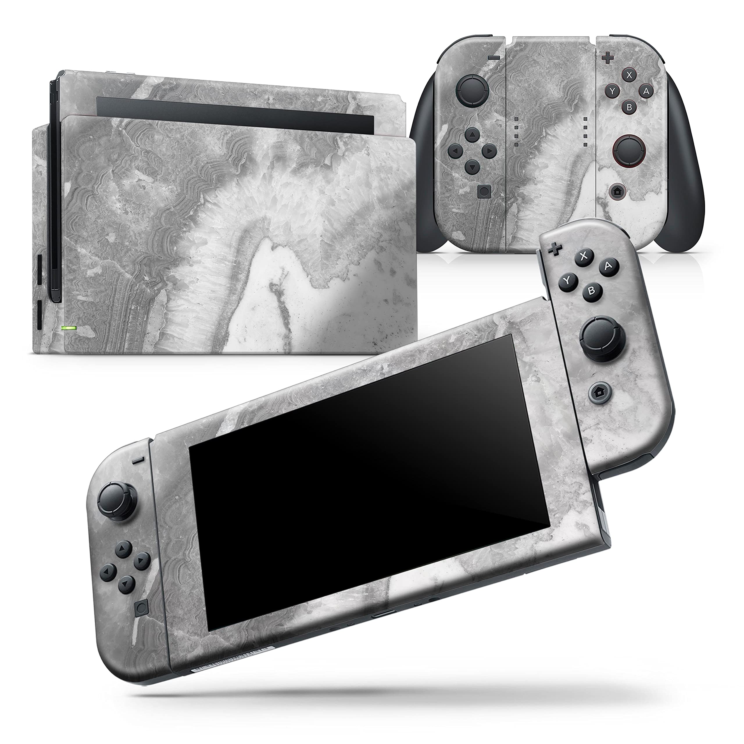 Nintendo Switch Pro Controller Skin - Gray Slate Marble Vinyl Wrap Cover | Scratch-Resistant, Removable Decal Protector | Perfect for Gaming, Travel & Customization (Compatible with V26)
