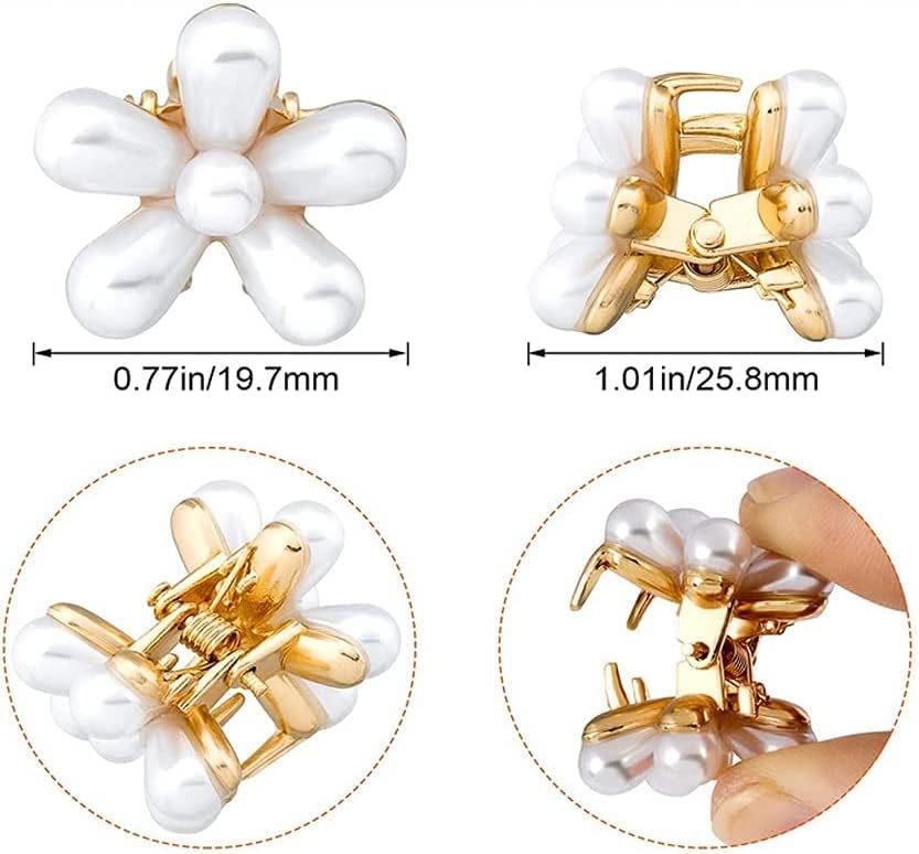 Elegant White Pearl Flower Crystal Hair Pins for Women – Bridal Wedding Rhinestone Hair Clips Set (10 Pack) – Perfect for Weddings, Prom, Parties & Special Occasions