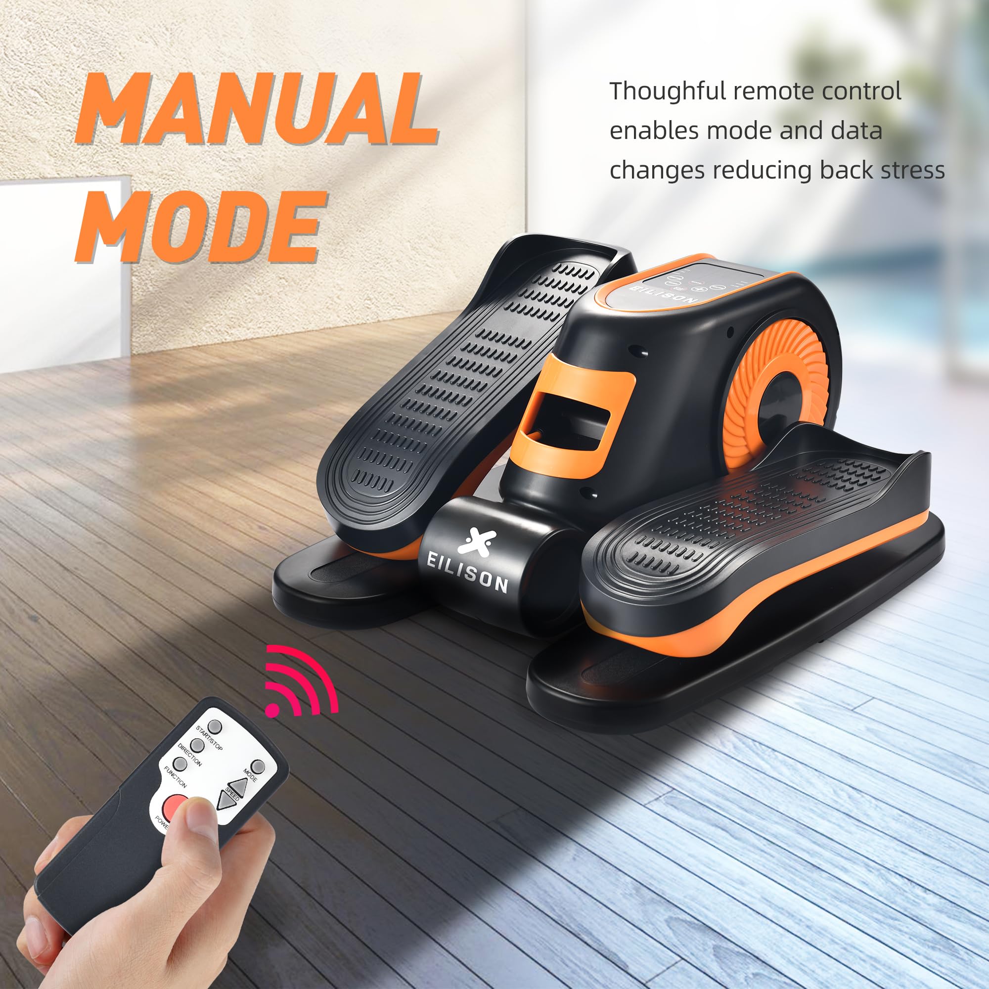 EILISON Under Desk Elliptical Machine - Quiet Portable Leg Exerciser with Resistance Bands & Remote Control - Electric Pedal Exerciser for Home/Office Workout - Perfect for Sitting Work, Watching TV or Rehab Therapy