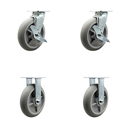 2 Swivel w/2 Brakes & Swivel Locks - 2 Rigid