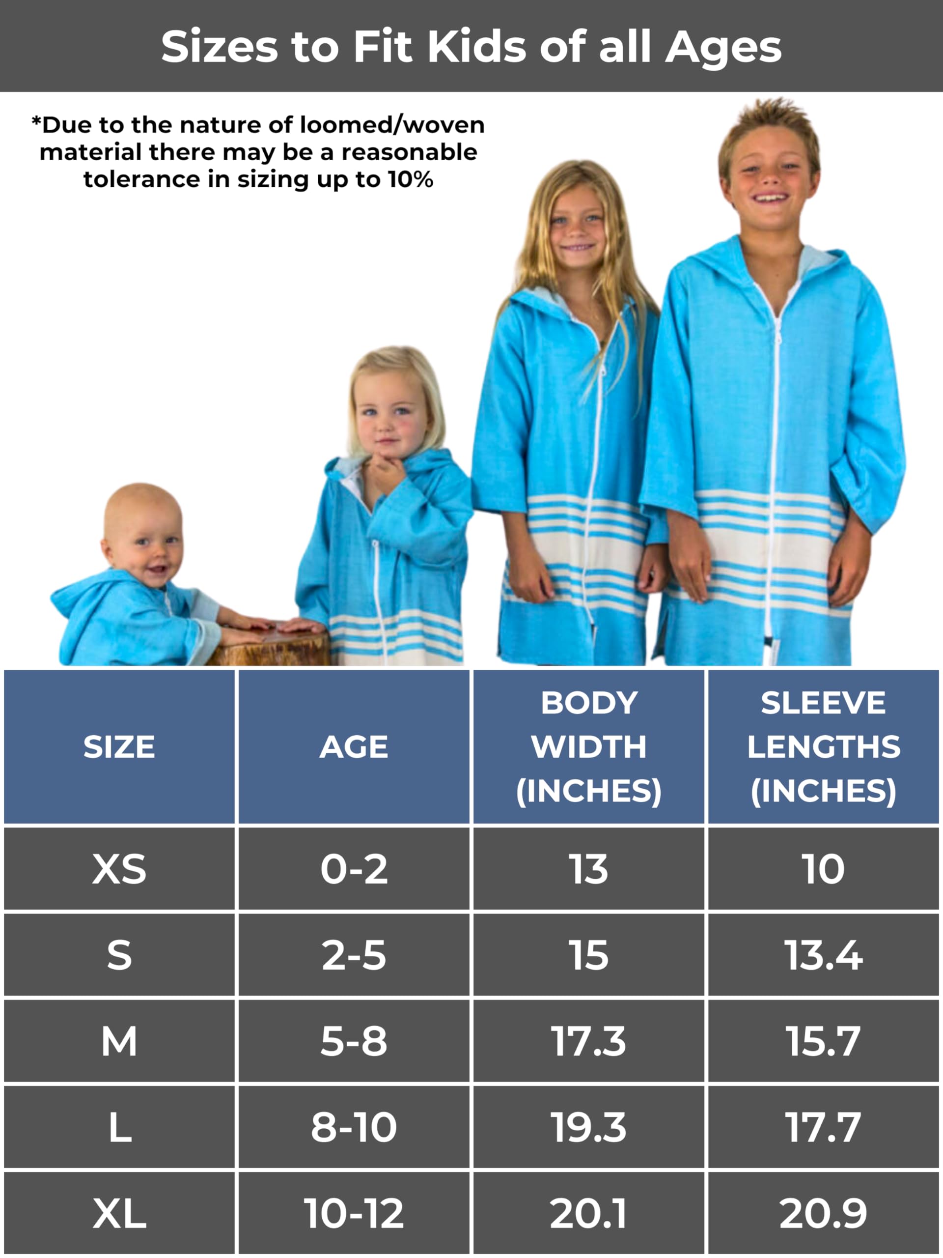 Kids Hooded Beach Towel with Zipper & Long Sleeves - Wearable Swim Cover Up, Lightweight Quick Dry Towel for Boys & Girls - Perfect for Swimming, Surfing, and Beach Outings