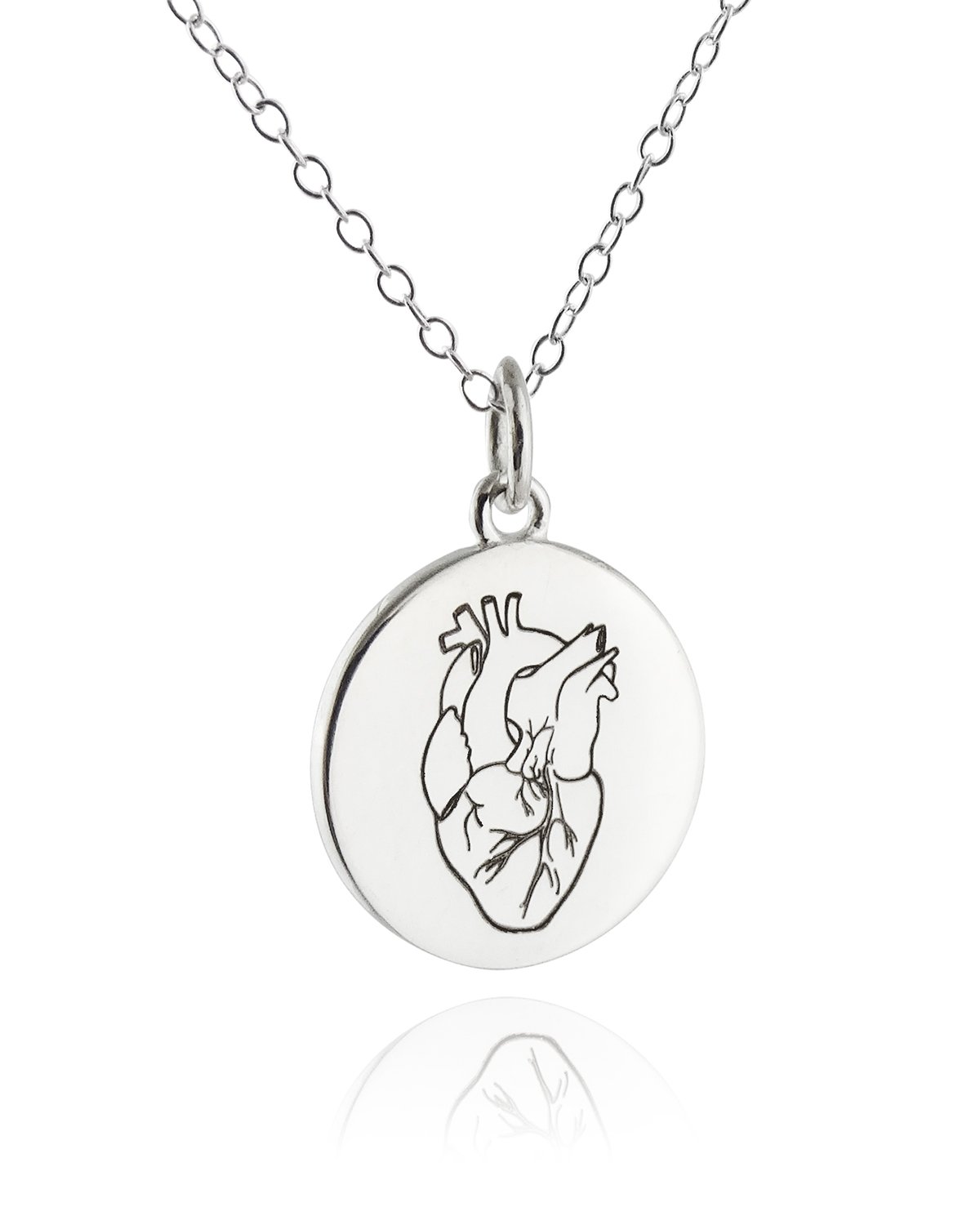 FashionJunkie4Life Sterling Silver Love Heart Pendant Necklace for Women - 18