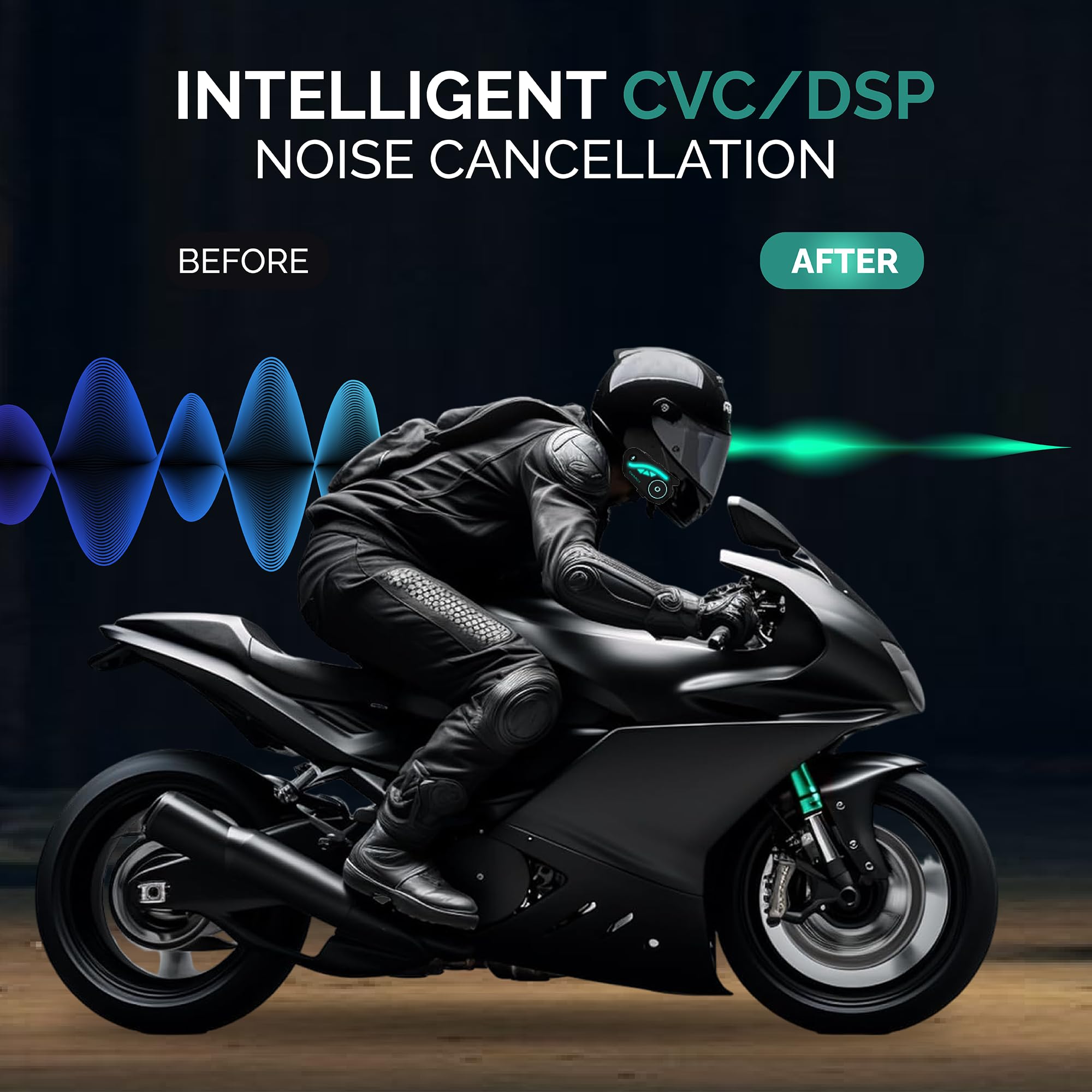 V8 Motorcycle Bluetooth Headset - Dual Pack (2X) with Noise Cancelling DSP&CVC, HiFi Stereo, FM Radio & Music Sharing | 1000M-2000M Helmet Intercom for Motorcycle Riders | Perfect for Group Riding, Touring & Adventure Motorcycling