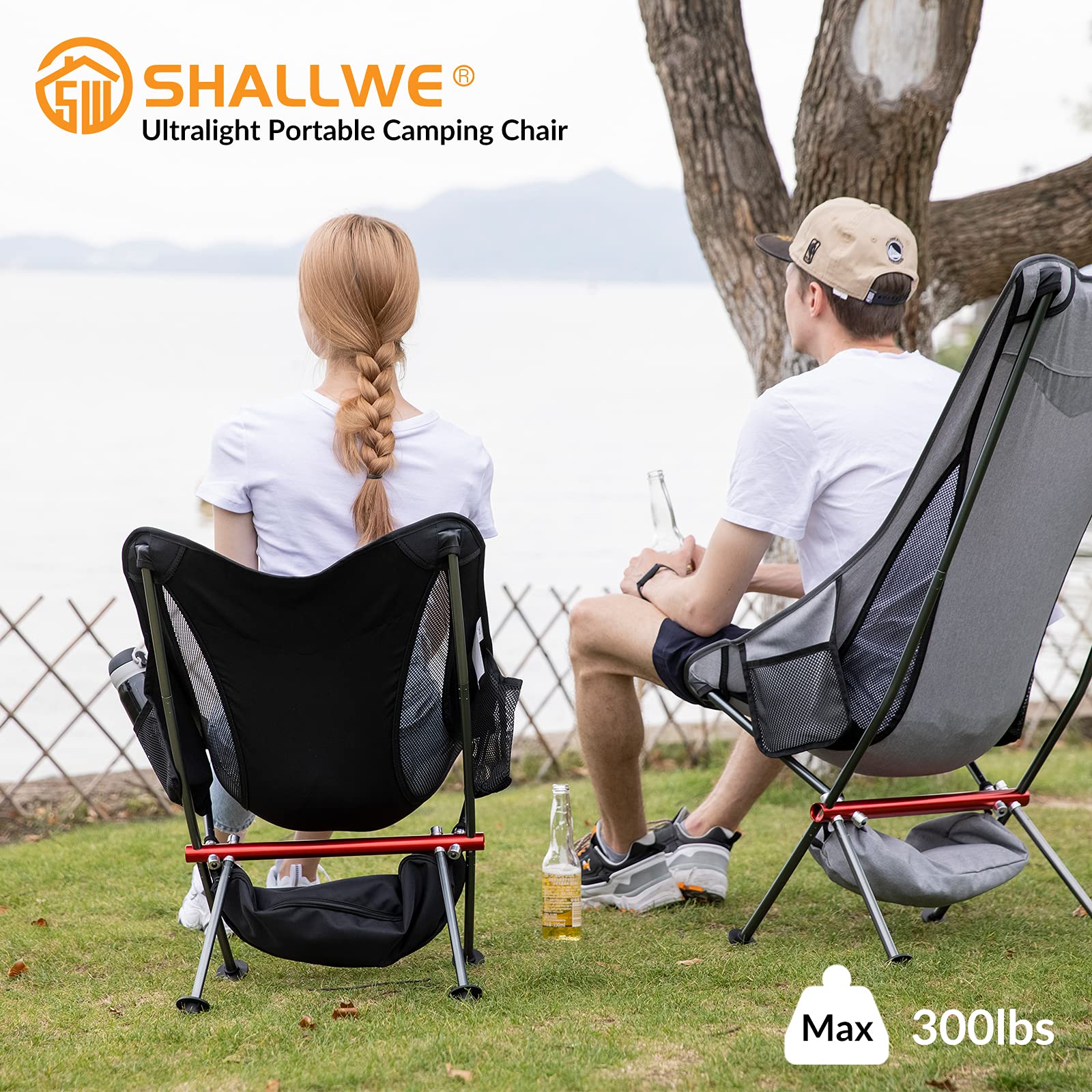 Premium All-Aluminum Folding Camping Chair for Adults - Heavy Duty Portable High Back Collapsible Chair with Built-in Pillow & Side Pocket - Perfect for Backpacking, Hiking, Beach, Picnics & Outdoor Events