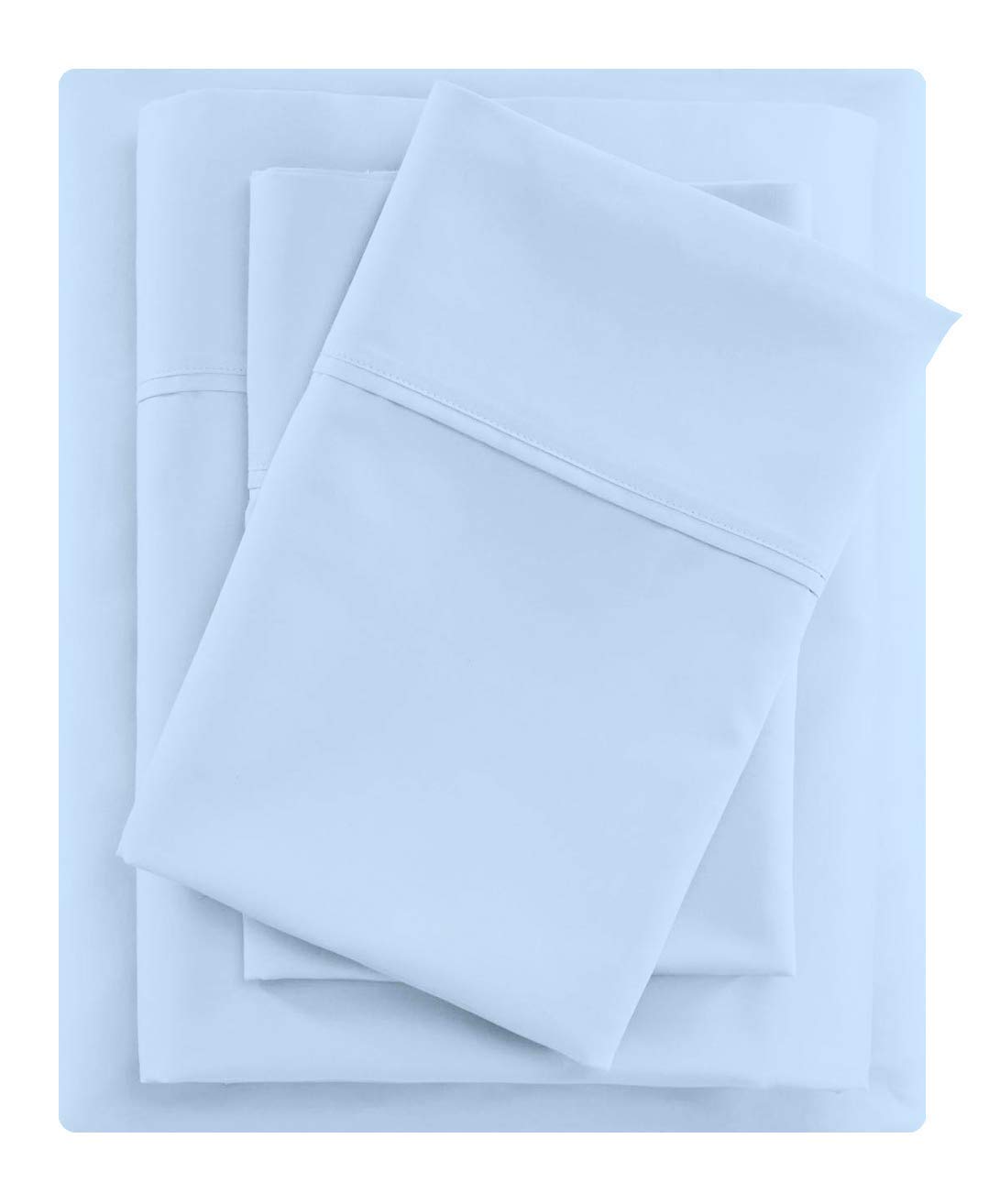 Luxury 600 Thread Count Twin Size Sheet Set - 4 Piece Light Blue Cotton Bed Sheets with Deep Pockets | Breathable & Cooling Hotel Quality Bedding for Comfortable Sleep | Perfect for Guest Rooms, Dorms, and Kids' Beds