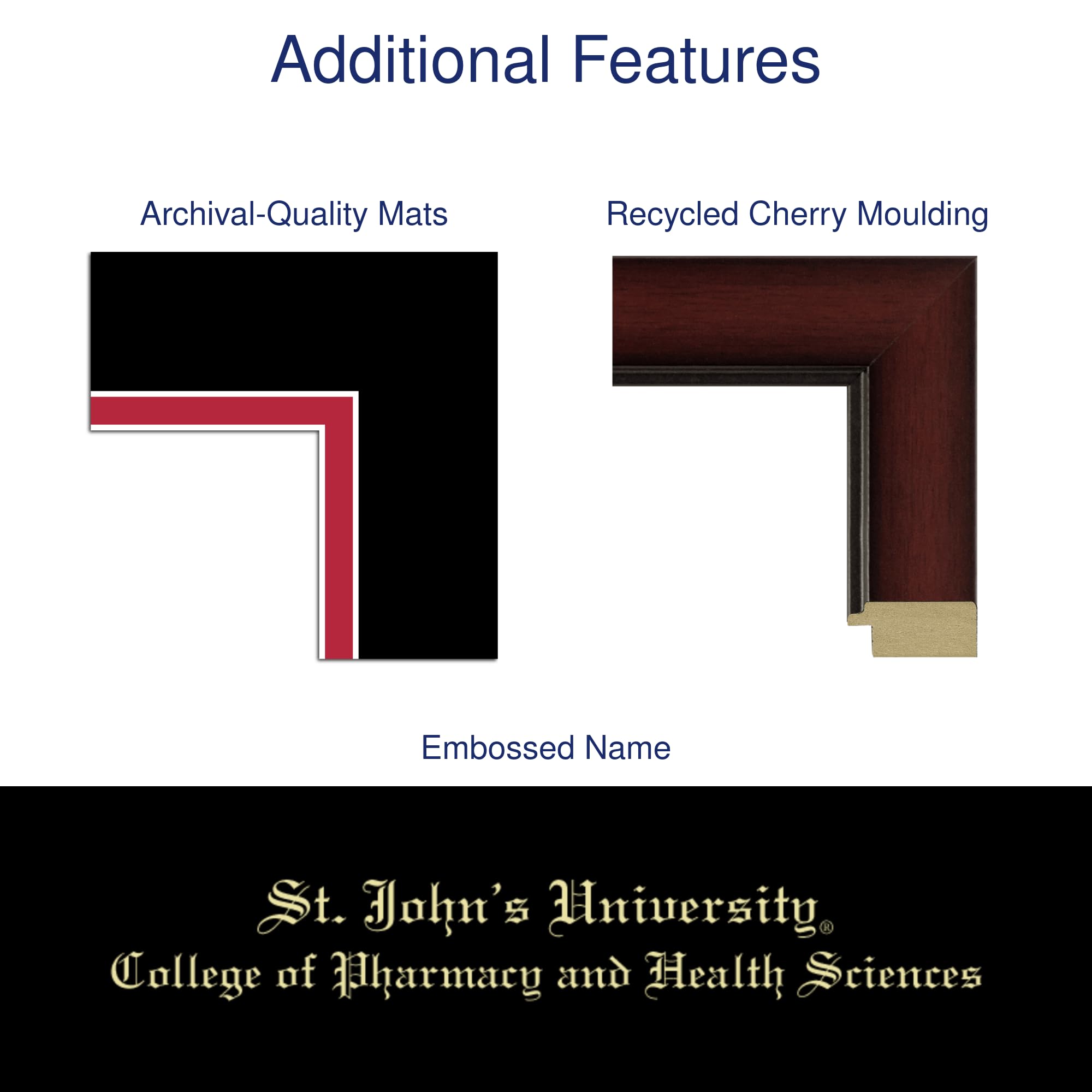 St. John's University PhD Diploma Frame 18x13 Inches - Gold Embossed Cherry Wood Frame with Black & Red Mat - Perfect for Pharmacy & Health Sciences Graduates - Office Decor & Wall Display