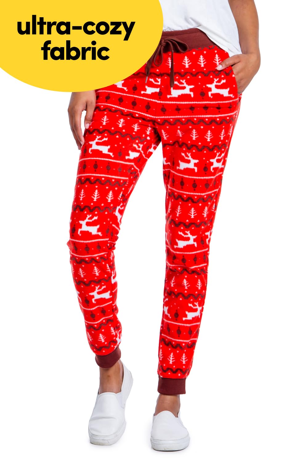 Women's Christmas Joggers by Tipsy Elves - Festive Holiday Sweatpants with Classic Winter Designs - Perfect for Cozy Winter Nights & Holiday Gatherings