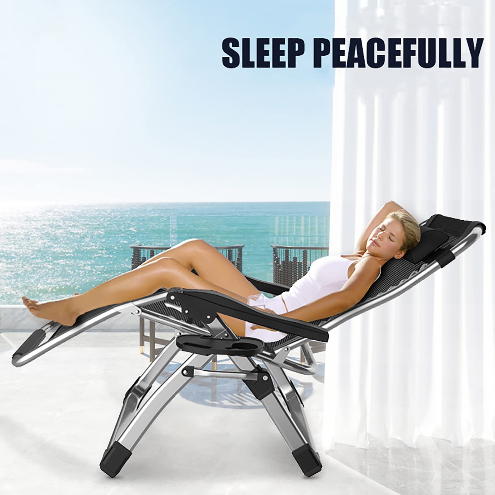 **Oversized Zero Gravity Chair - Heavy Duty 500 lbs Capacity, Portable Folding Lawn Recliner with Detachable Cushion & Cup Holder - Adjustable Headrest for Patio, Backyard, Poolside & Camping Relaxation (2-Pack)**