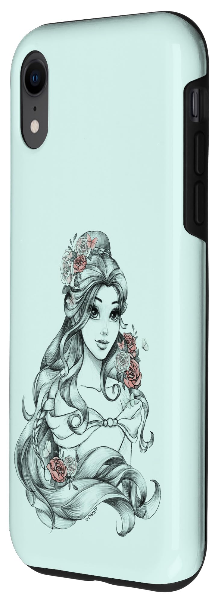 Disney Beauty & The Beast Floral Belle Sketch iPhone XR Case - Cute Protective Phone Cover for Women Girls - Perfect for Daily Use, Travel & Gift Giving