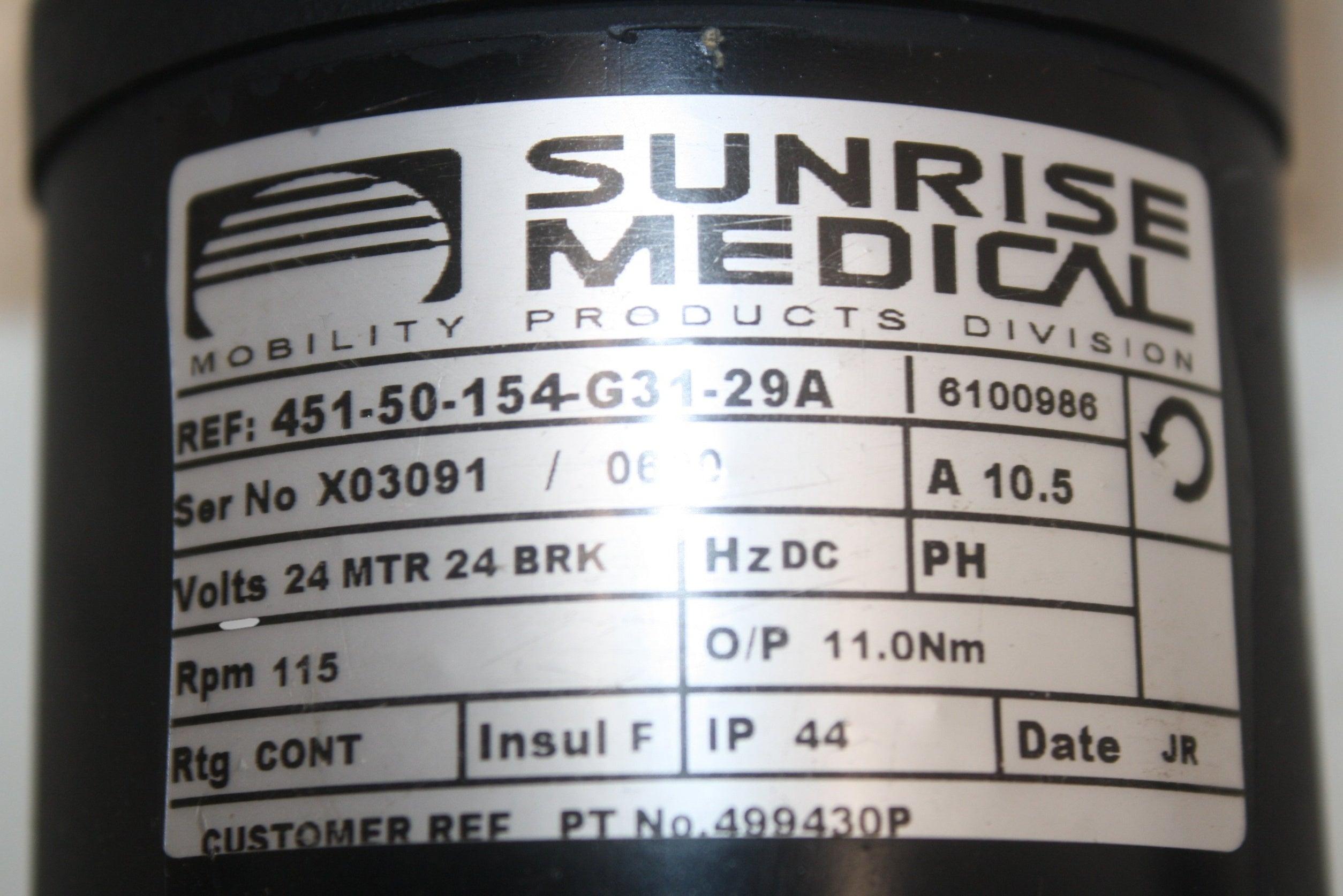 Sunrise Medical Quickie Power Chair Motor & Gearbox Assembly (499430P, 499431P) - Replacement Parts for Electric Wheelchair Repair & Maintenance