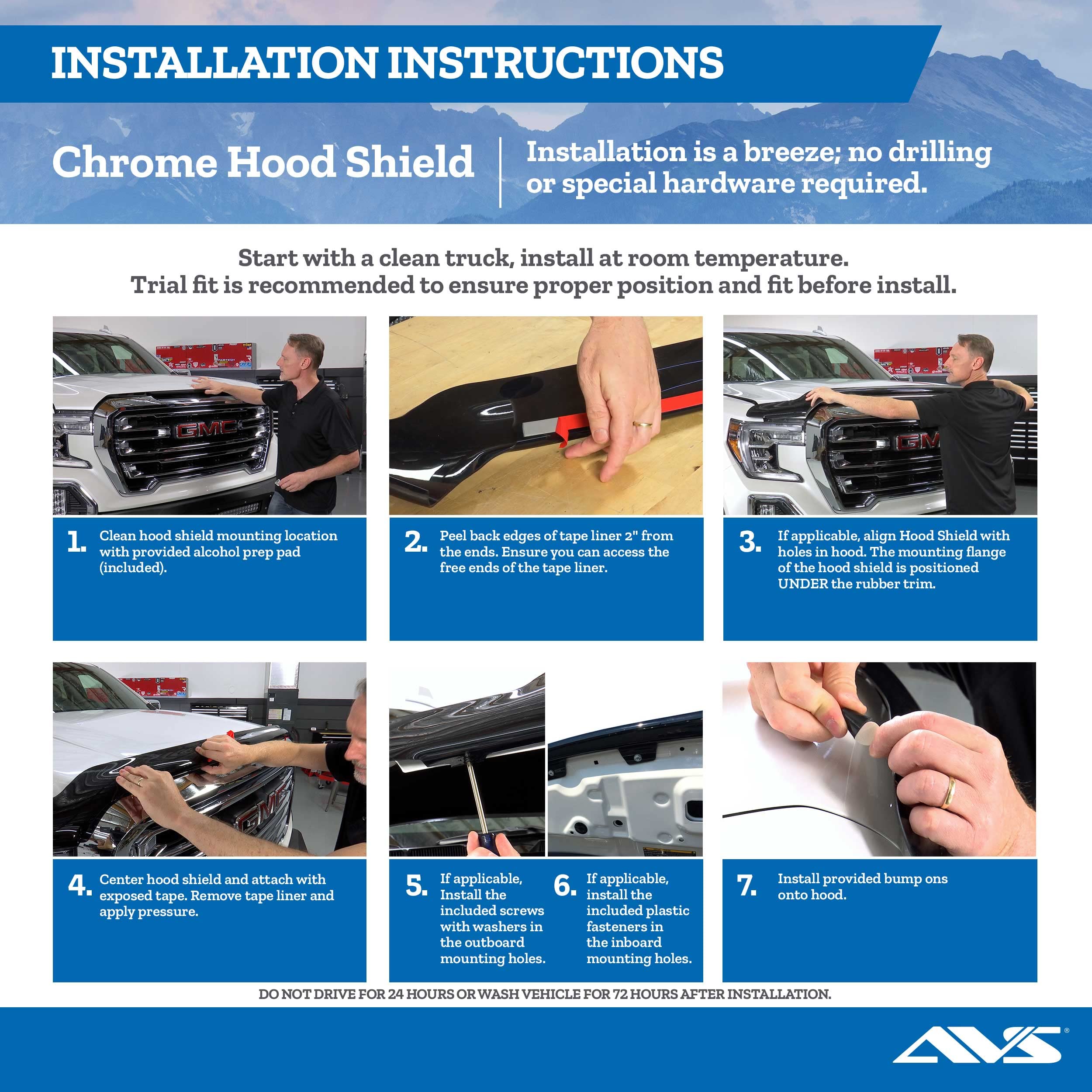 Chrome Hood Shield & Bug Deflector for 2019-2025 GMC Sierra 1500 | AVS Auto Ventshade Medium Profile Protector | Perfect for Highway Driving & Off-Road Protection (Model 680959)