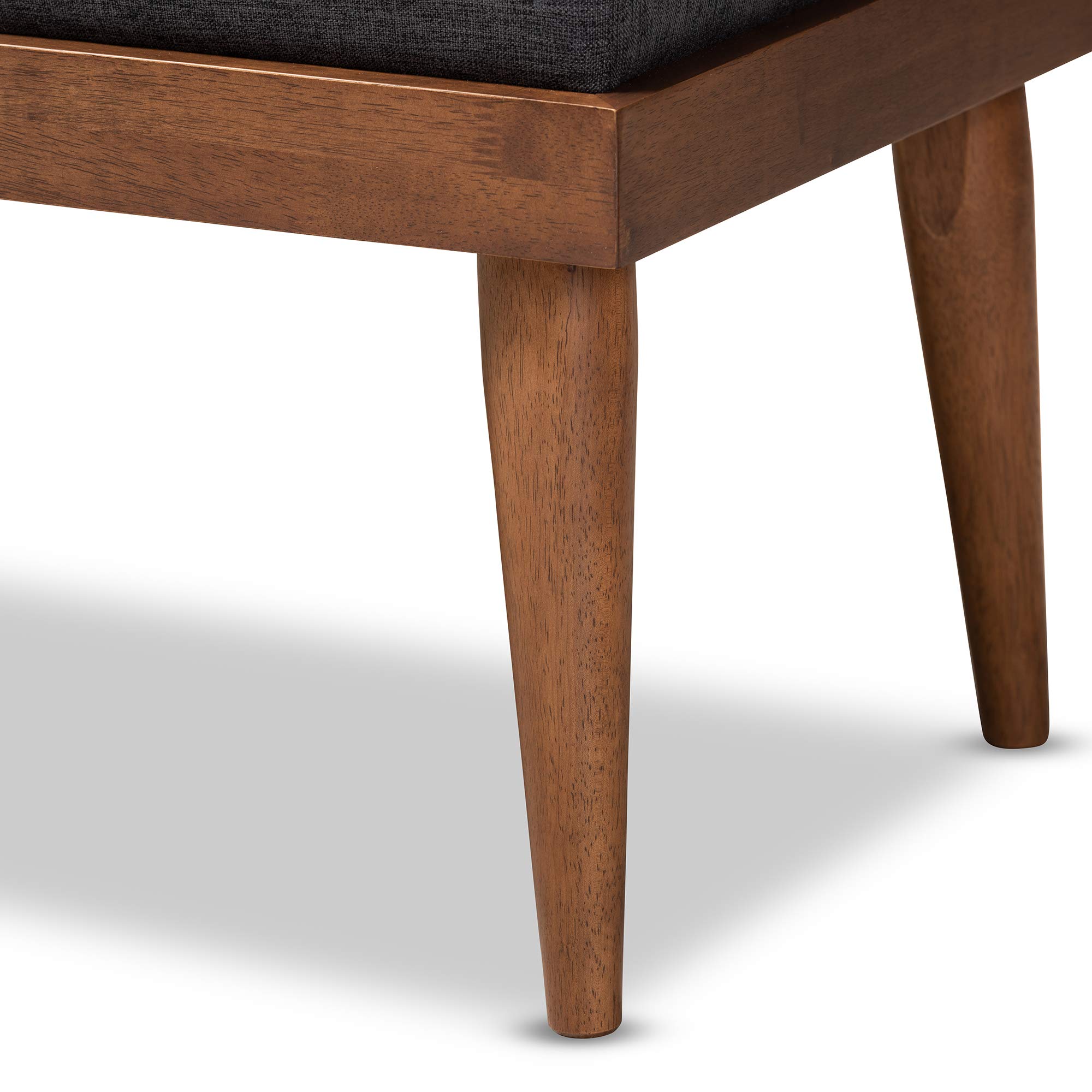 Baxton Studio Modern Wooden Bench with Upholstered Seat - Charcoal Fabric & Walnut Finish - Perfect for Entryway, Bedroom, or Living Room Seating