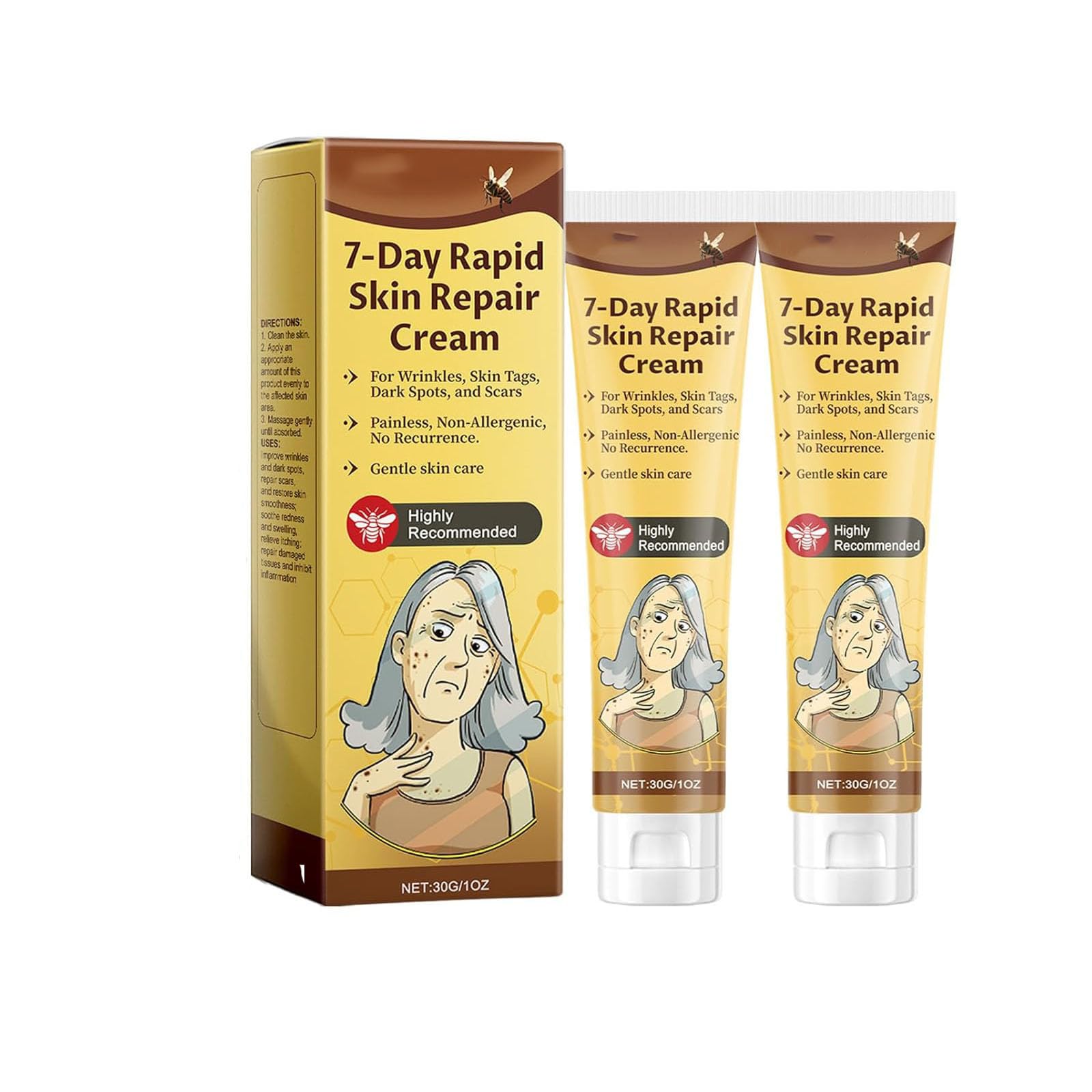 7-Day Rapid Skin Repair Cream - Moisturizing & Nourishing for All Skin Types - Perfect for Night Care & Dry Skin Relief