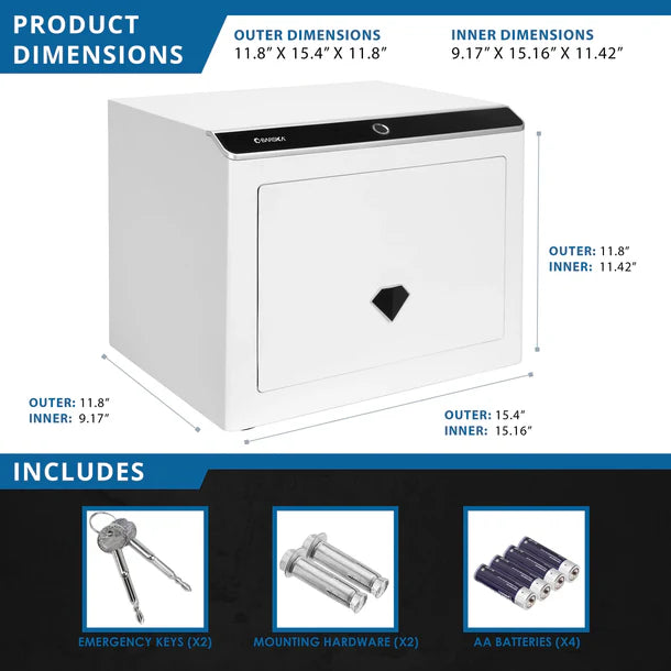 Barska AX13938 Diamond Touchscreen Biometric Keypad Security Safe - Digital Fingerprint & Keypad Lock Home Safe for Jewelry, Cash, Documents - Perfect for Bedroom, Office, and Hotel Use
