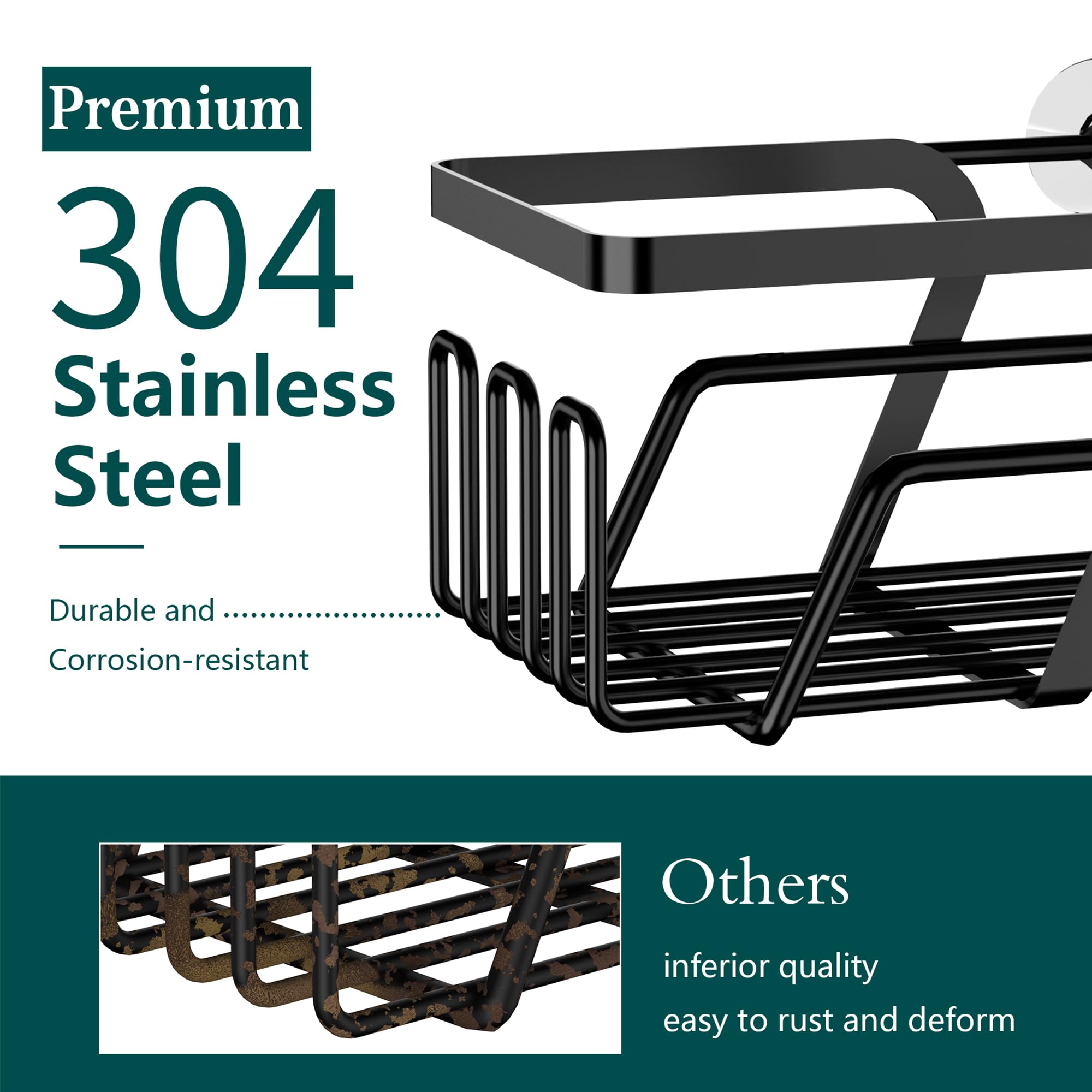 Stainless Steel Rustproof Shower Caddy Hanging Organizer - No Drilling 2-Tier Shower Shelf with Soap Dish | Perfect for Bathroom Storage of Razors, Soap & Shampoo | Space-Saving Solution for Small Showers & Dorm Bathrooms