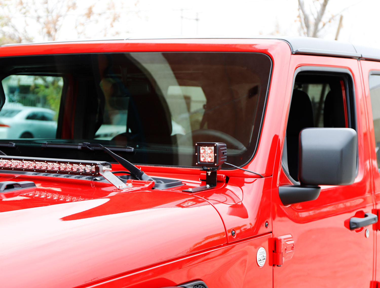 40W CREE LED Pod Light with Windshield Mounting Brackets for 2018+ Jeep Wrangler JL - Off-Road, Trail, Night Driving Lighting Accessories