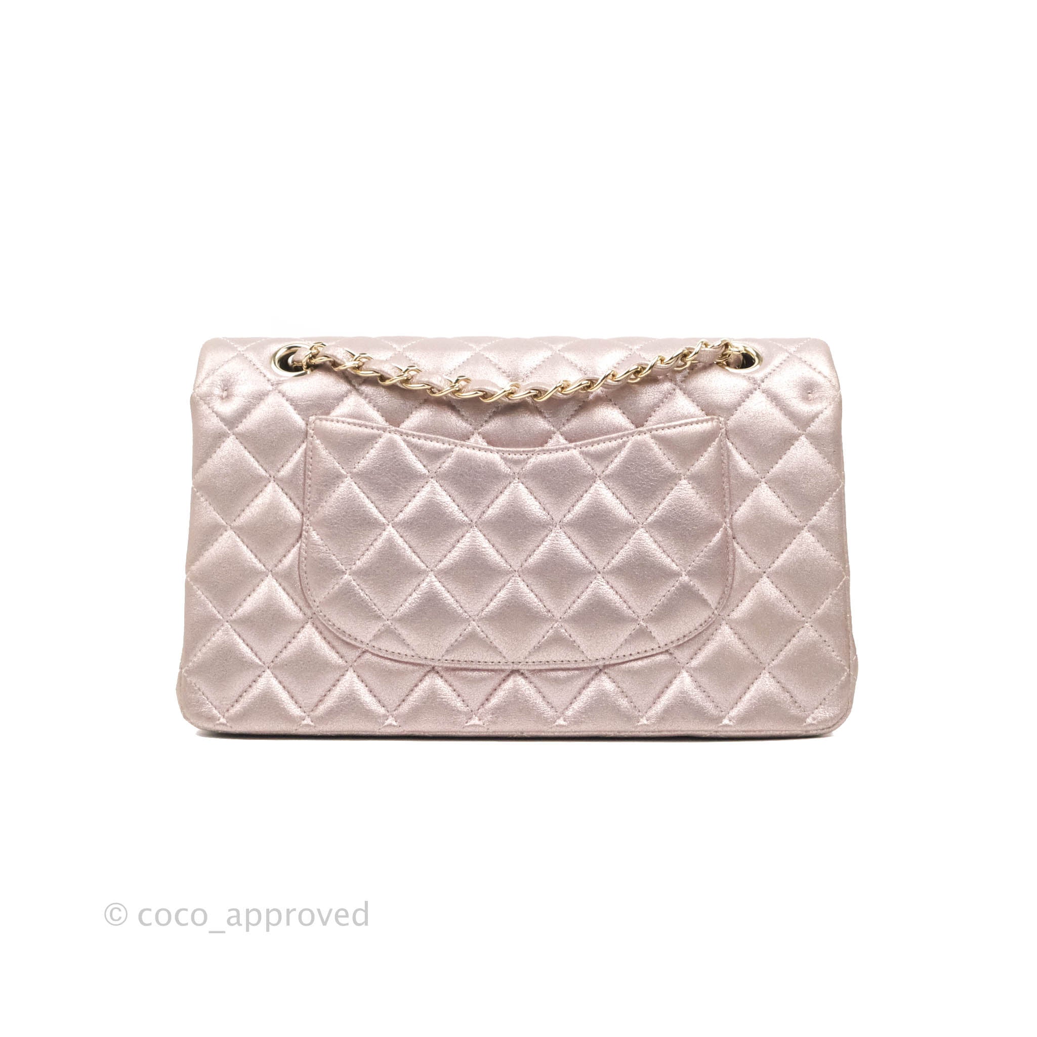 Chanel Classic M/L Medium Double Flap Bag in Rose Gold Pink Lambskin with Gold Hardware - Luxury Handbag for Women, Perfect for Parties, Weddings & Special Occasions