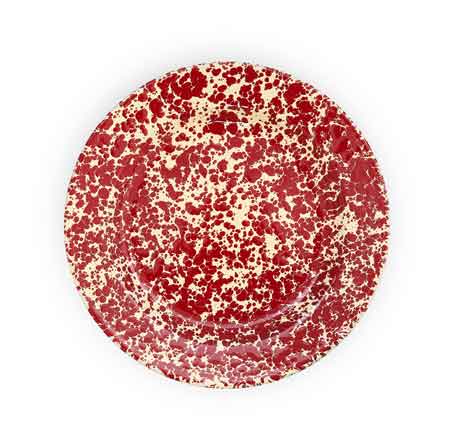Crow Canyon Enamel Dinner Plates Set of 4 - 10.25 Inch Burgundy on Cream Ceramic Plates for Everyday Dining & Entertaining