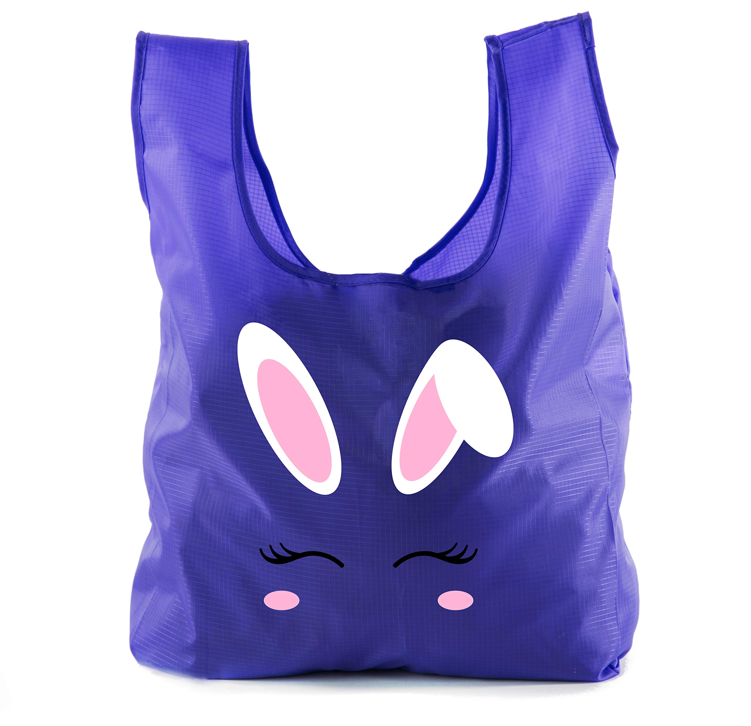 Easter Basket Bags - Bulk Reusable Grocery Tote Bags for Easter Egg Hunt with Cute Bunny Face Design | Perfect for Easter Gifts, Party Favors & Spring Celebrations
