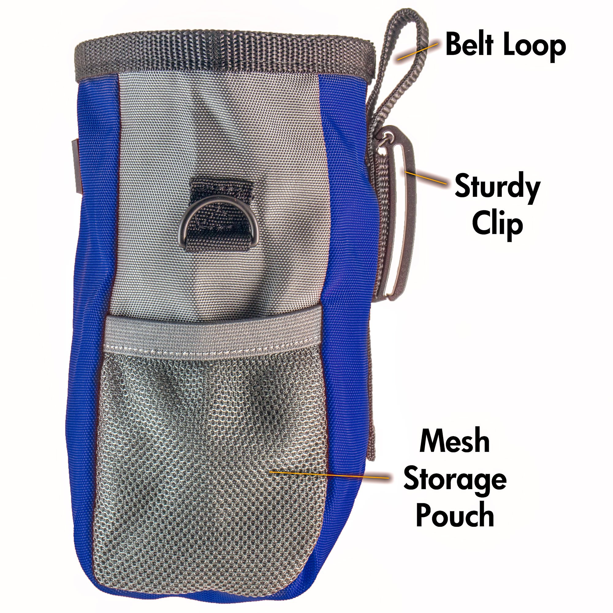 Premium Large Dog Treat Training Pouch - Durable Pet Treat Bag with Mesh Side Pocket for Snacks & Toys | Professional Quality Dog Accessories for Outdoor Walks, Hiking & Obedience Training (Blue)