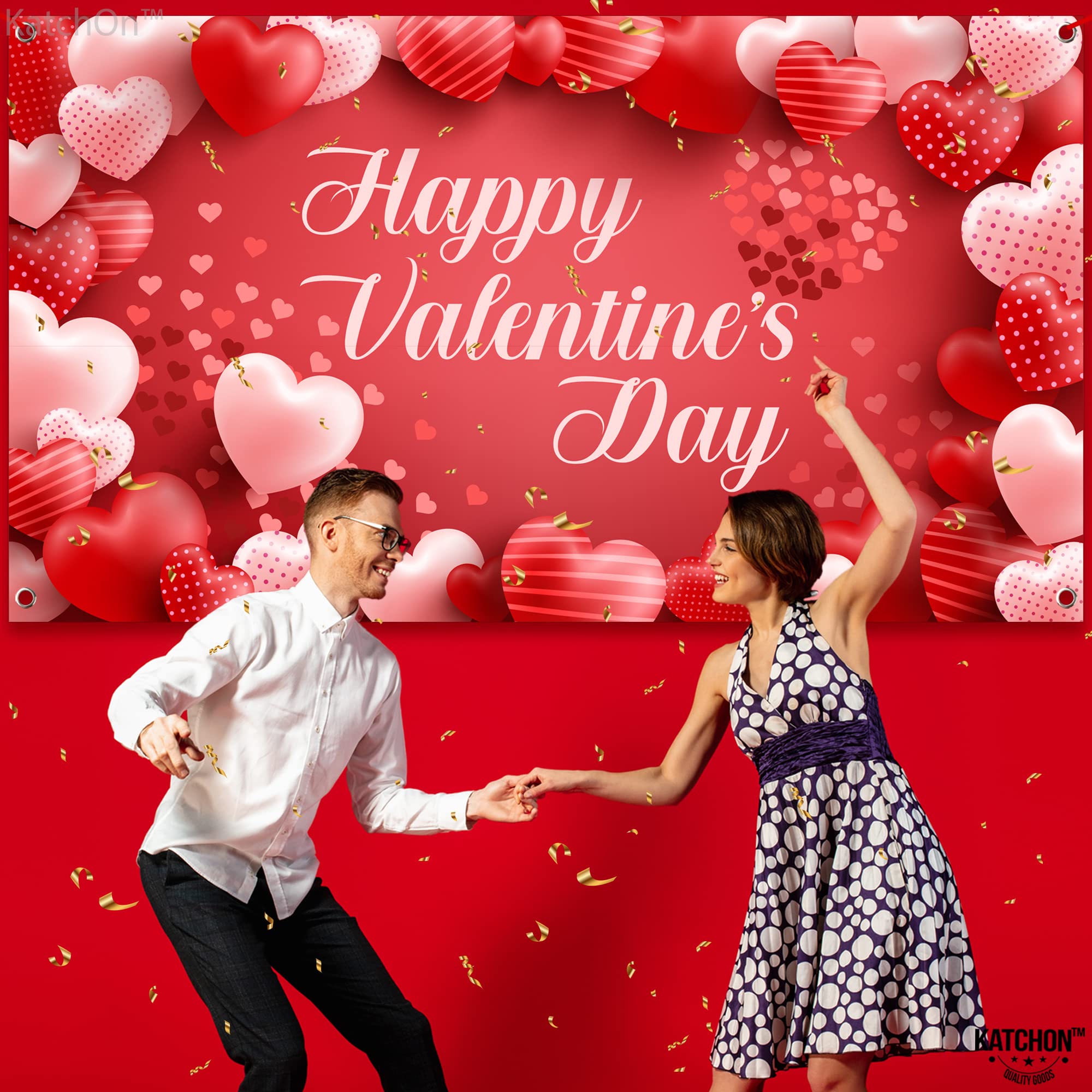 KatchOn Extra Large 72x44 Inch Valentine's Day Banner - Heart-Shaped Photography Backdrop for Party Decor, Wedding, Anniversary & Romantic Photo Shoot | Valentine's Day Decorations