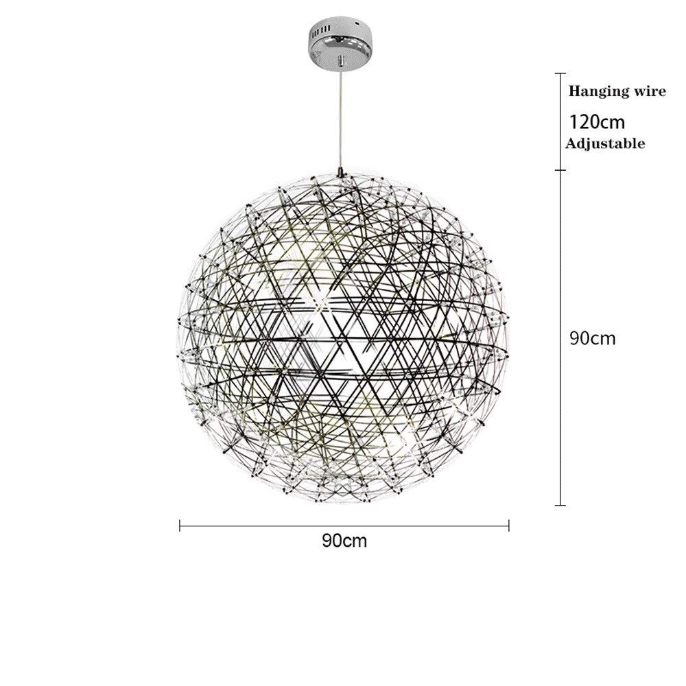 Modern LED Chandelier Lamp - Warm White Firework Spark Ball Ceiling Light, Stainless Steel Spherical Pendant Light for Dining Room, Living Room & Bedroom Decoration | Energy-Efficient Dimmable Lighting Fixture for Home & Restaurant