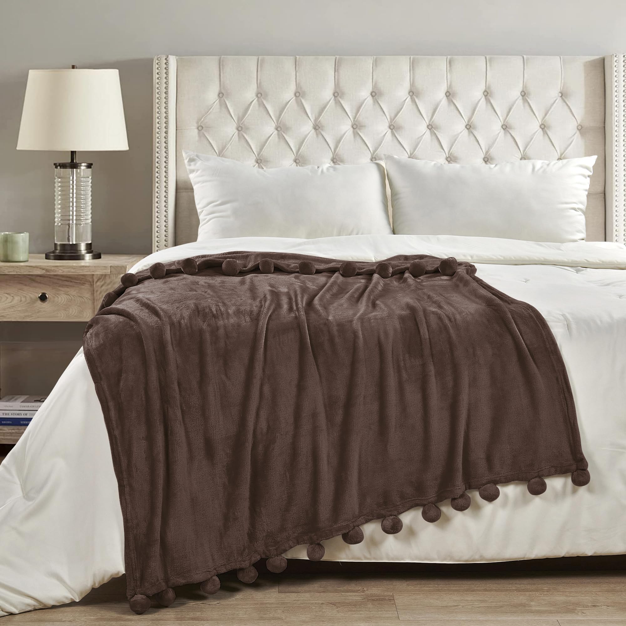 Soft Fluffy Pom Pom Throw Blanket - 60