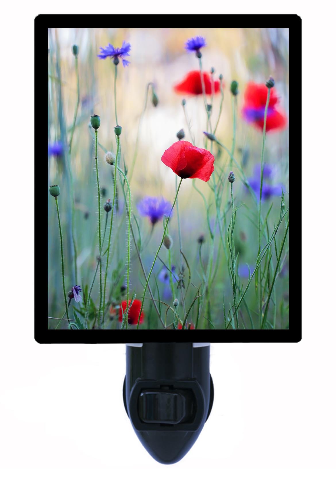 Wildflower Meadow with Poppies LED Night Light - Soothing Bedroom Lamp for Kids & Adults - Perfect for Nursery, Bedside, Hallway & Nighttime Relaxation