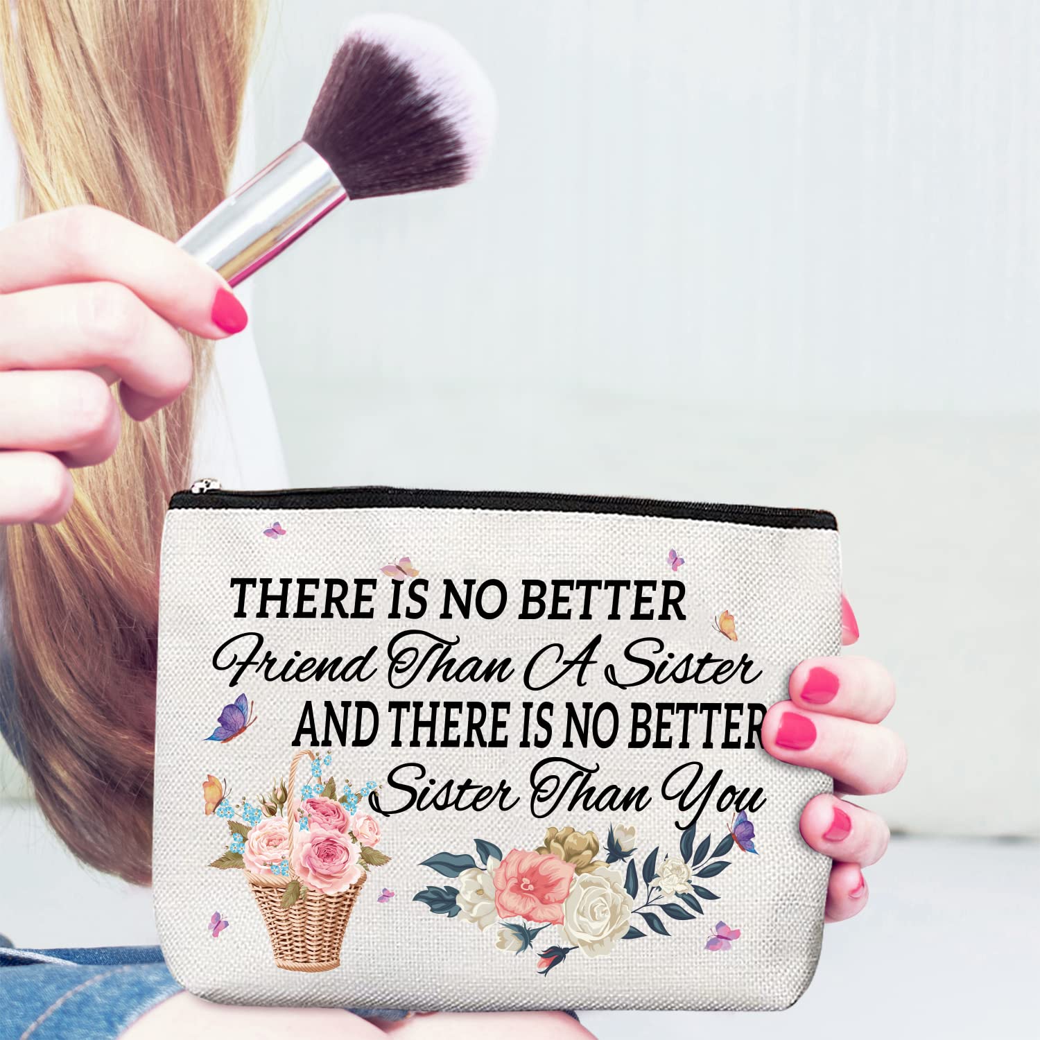 Best Sister Gifts - Thoughtful Birthday & Appreciation Presents for Sisters - Cute Cosmetic Bag with Mirror - Perfect for Birthdays, Holidays & Special Occasions