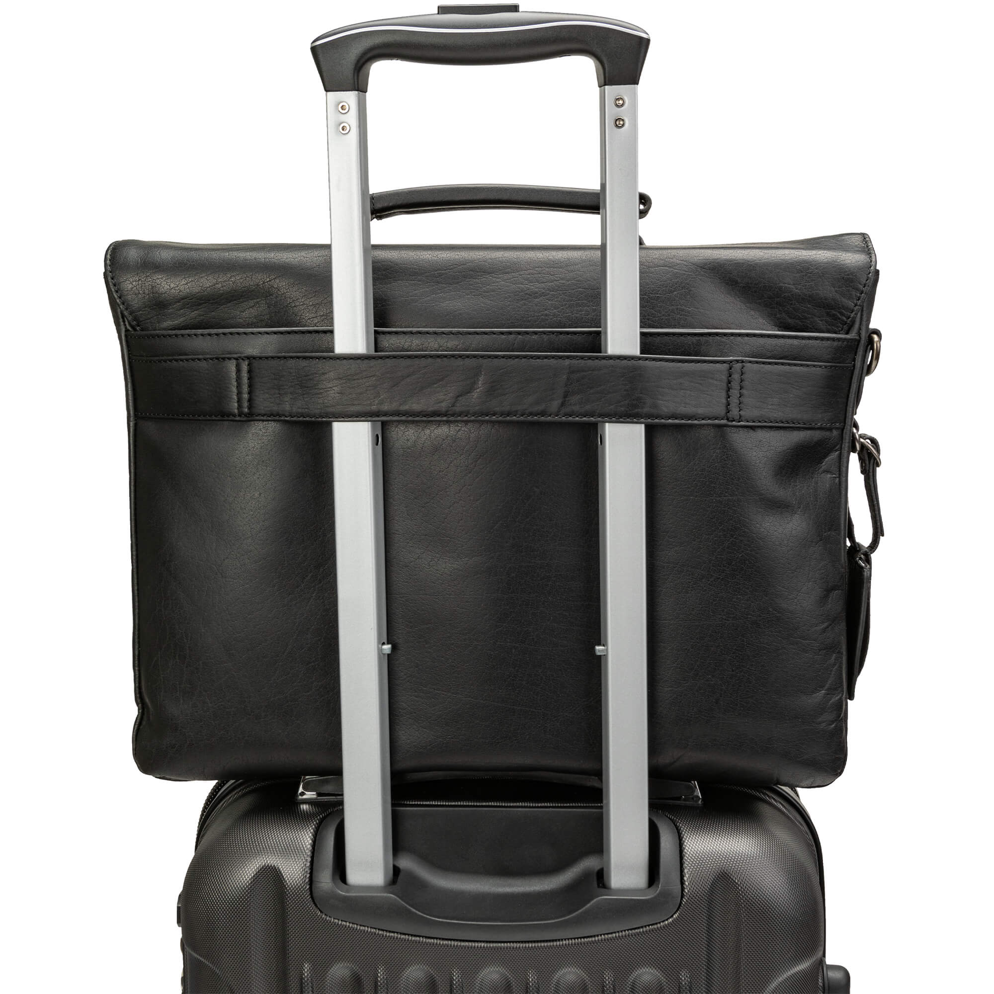 Mancini BUFFALO Professional Double Compartment Leather Briefcase for 15.6 Inch Laptop & Tablet - Business Travel & Office Work Accessory