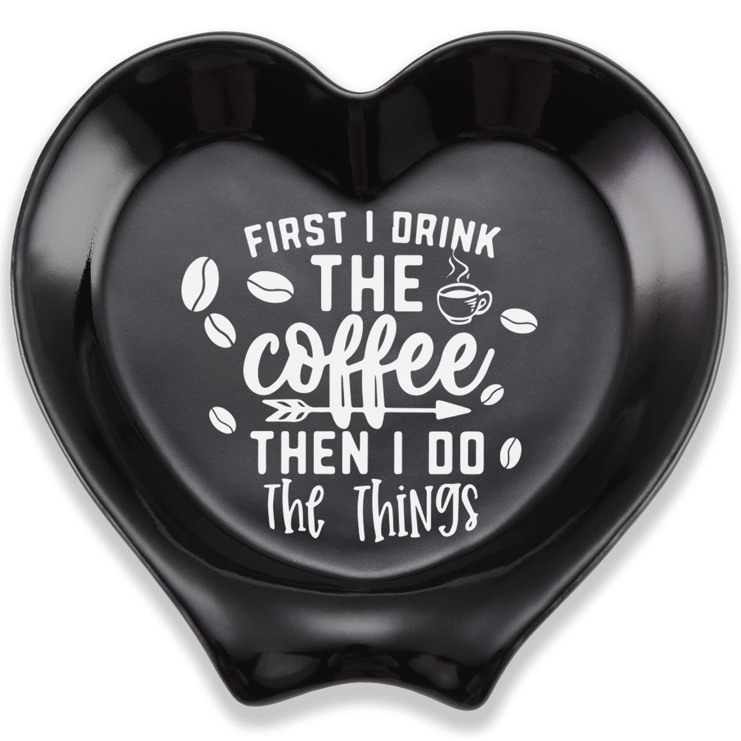 Heart-Shaped Ceramic Coffee Spoon Rest - Cute Spoon Holder for Coffee Bar & Table Decor - Funny Coffee Quote Gift for Women, Men, Sisters & Girlfriends - Perfect for Home, Office & Coffee Lovers