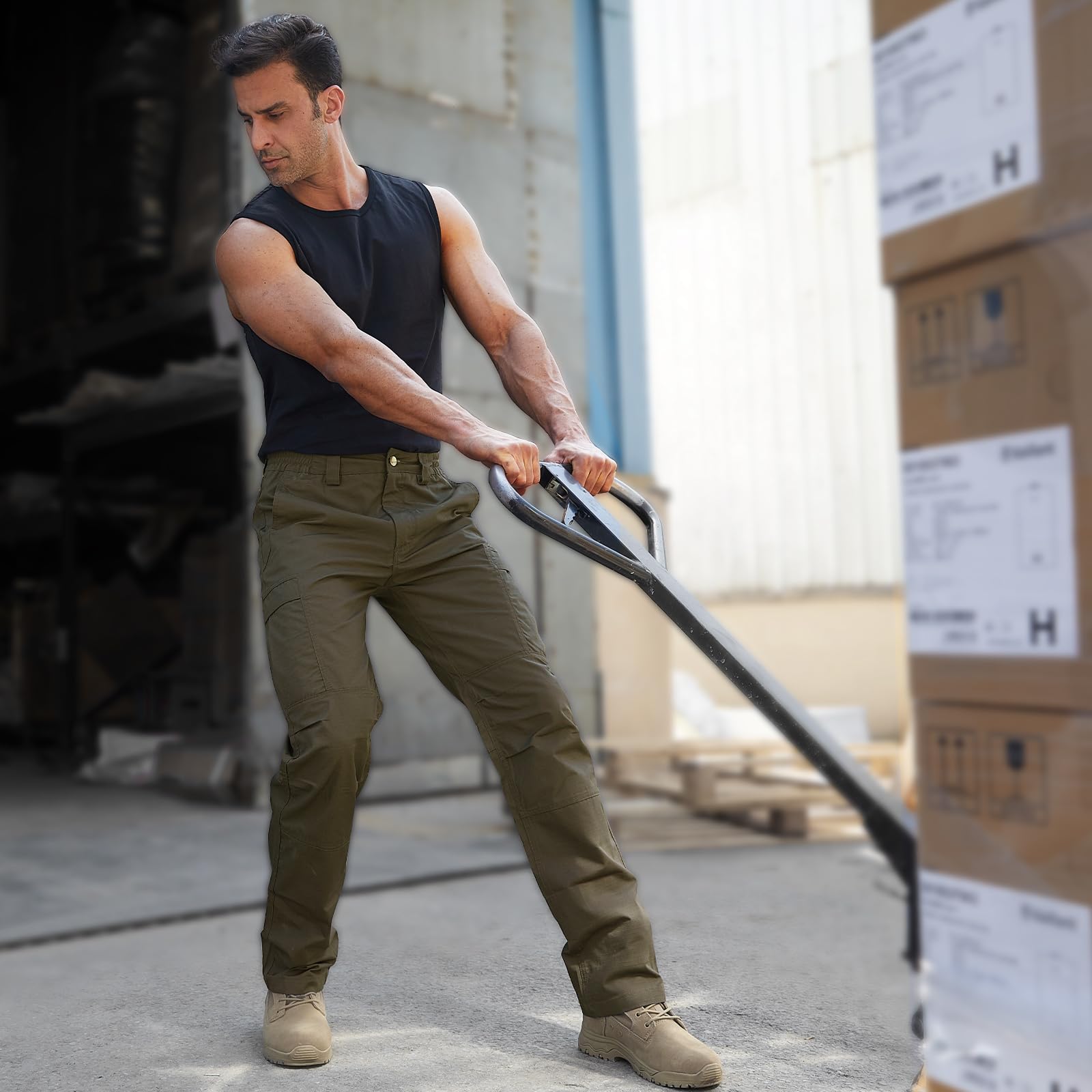 FREE SOLDIER Men's Tactical Cargo Pants - Water Resistant Ripstop Work Pants for Outdoor Hiking, Camping & Adventure | Lightweight Durable Men's Pants for Work & Outdoor Activities