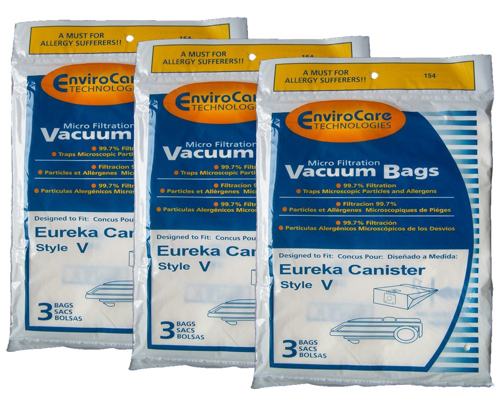 EnviroCare 9-Pack Replacement Vacuum Bags for Eureka Style V Canister - HEPA Micro Filtration Dust Bags | Ideal for Pet Hair, Allergies & Home Cleaning