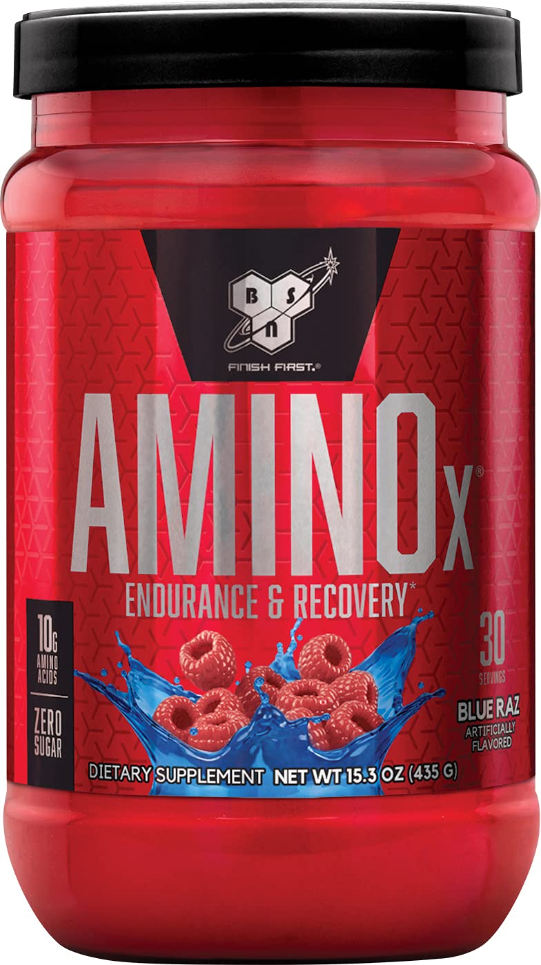 BSN Amino X Muscle Recovery & Endurance Powder - 10g Amino Acids, Keto Friendly, Caffeine Free, Blue Raspberry Flavor, 30 Servings - Post-Workout Supplement for Athletes & Fitness Enthusiasts (Packaging May Vary)