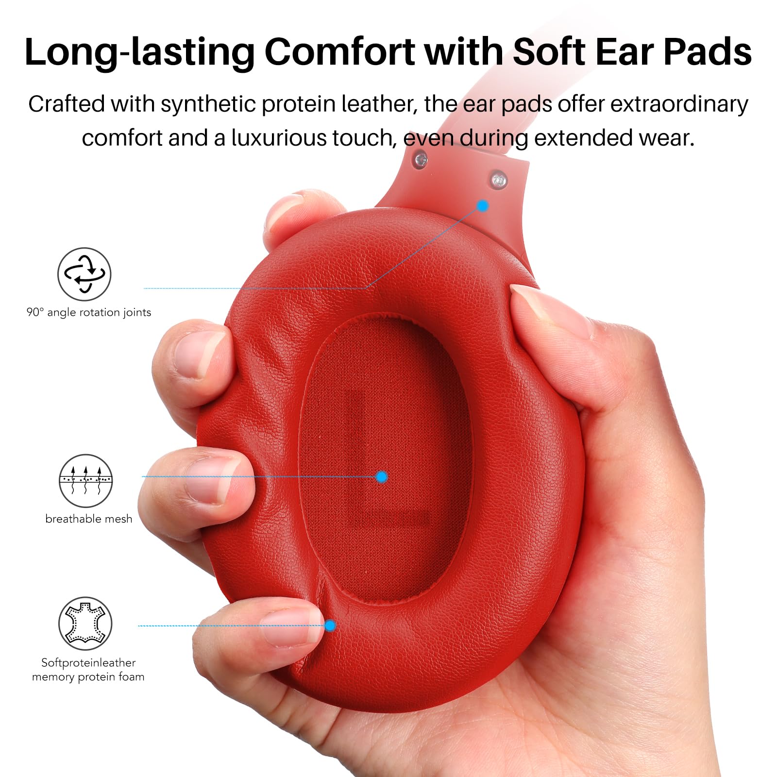 TOZO HT2 Hybrid Active Noise Cancelling Wireless Headphones - 60H Playtime, Hi-Res Audio, Deep Bass, Foldable & Lightweight Over-Ear Bluetooth Headphones for Workout, Travel & Office Use