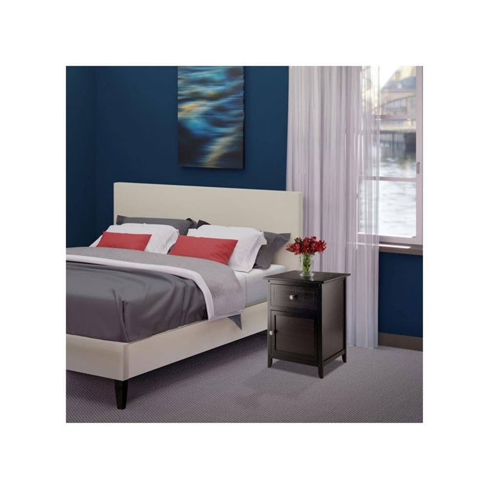 2-Piece Espresso Wood Nightstand Set with Cabinet & Drawer - Modern Bedside Tables for Bedroom, Living Room & Guest Room Storage