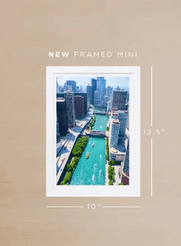 Chicago River Mini Framed Print by Gray Malin - Stunning Cityscape Wall Art for Home & Office Decor - Perfect for Living Rooms, Bedrooms, and Gifts