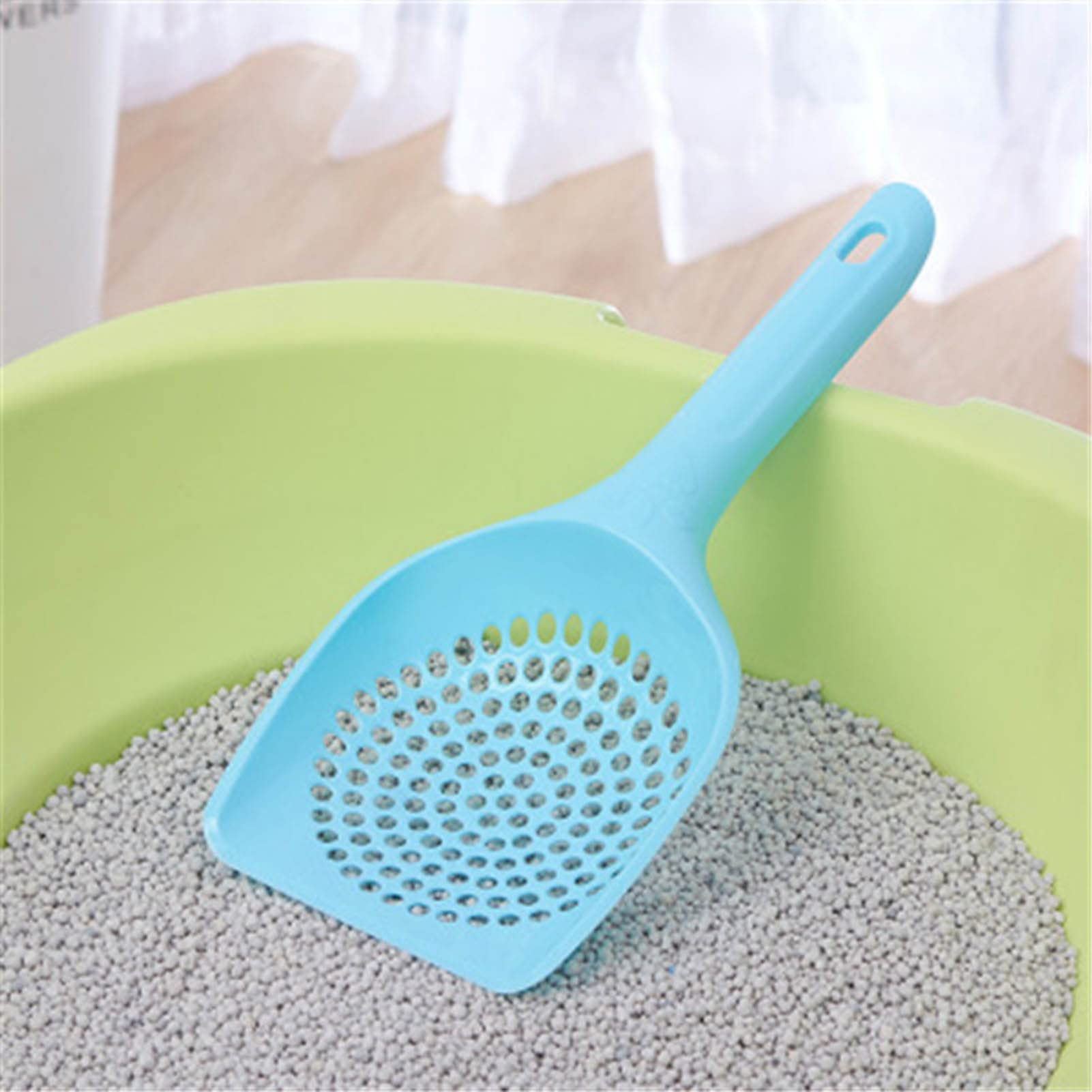 Premium Cat Litter Scoop with Large Holes - Heavy Duty Stainless Steel Poop Scooper for Easy Sifting & Cleaning - Lightweight Litter Box Shovel for Cats & Dogs - Blue (Perfect for Daily Litter Box Maintenance & Quick Waste Removal)